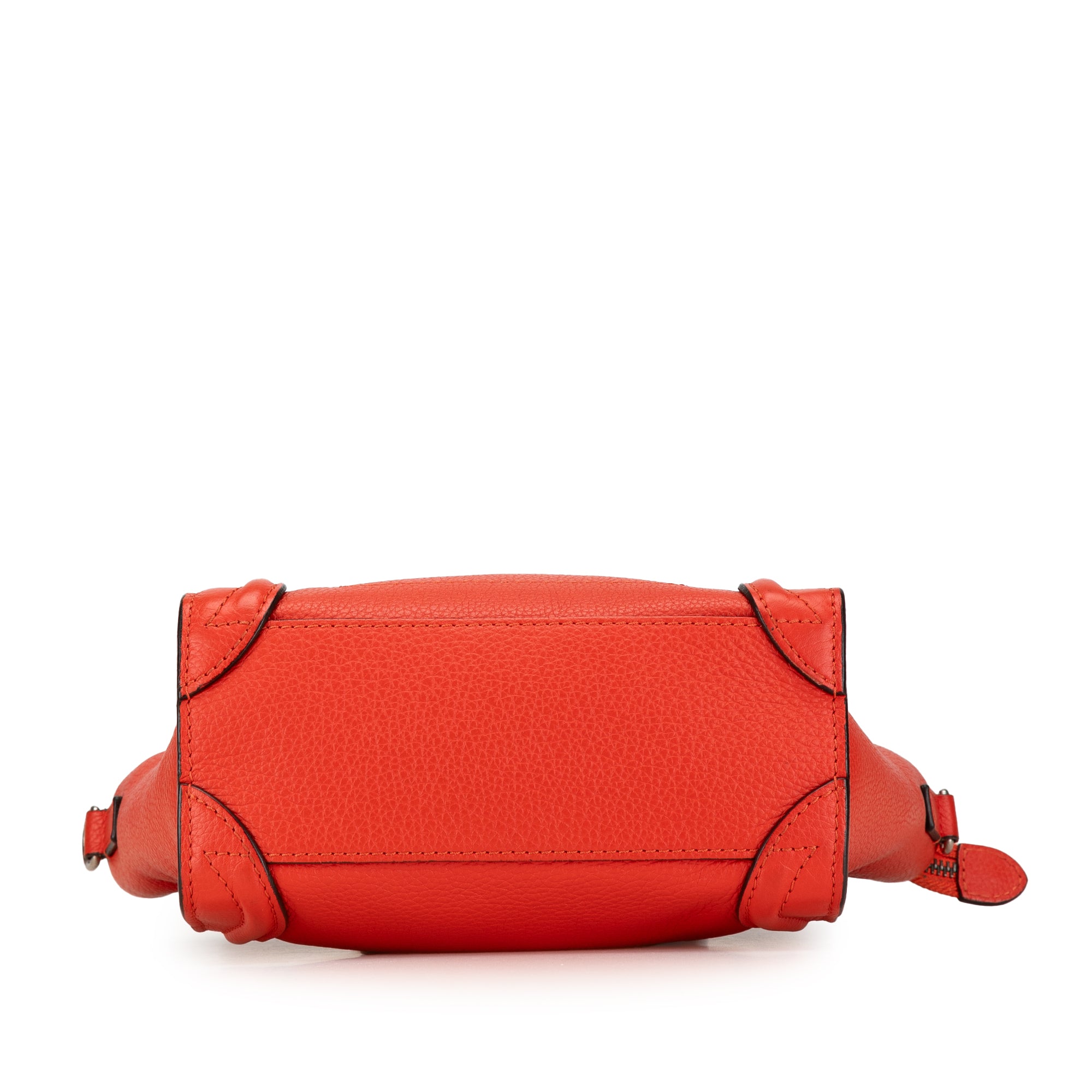 Celine Nano Luggage Tote Leather Satchel In Red