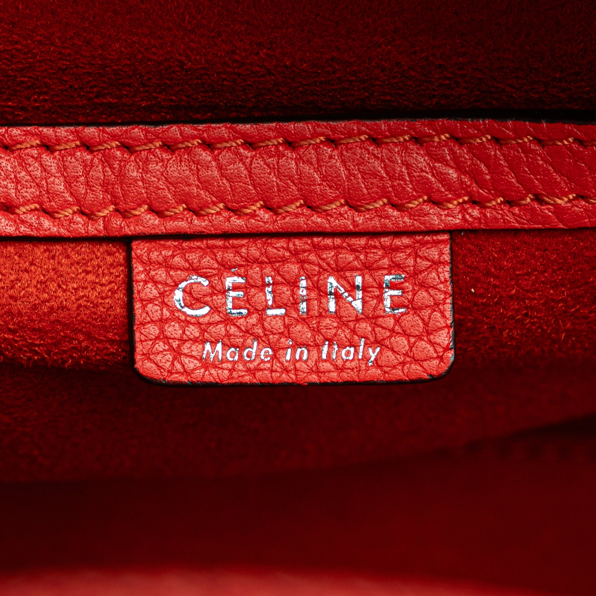 Celine Nano Luggage Tote Leather Satchel In Red