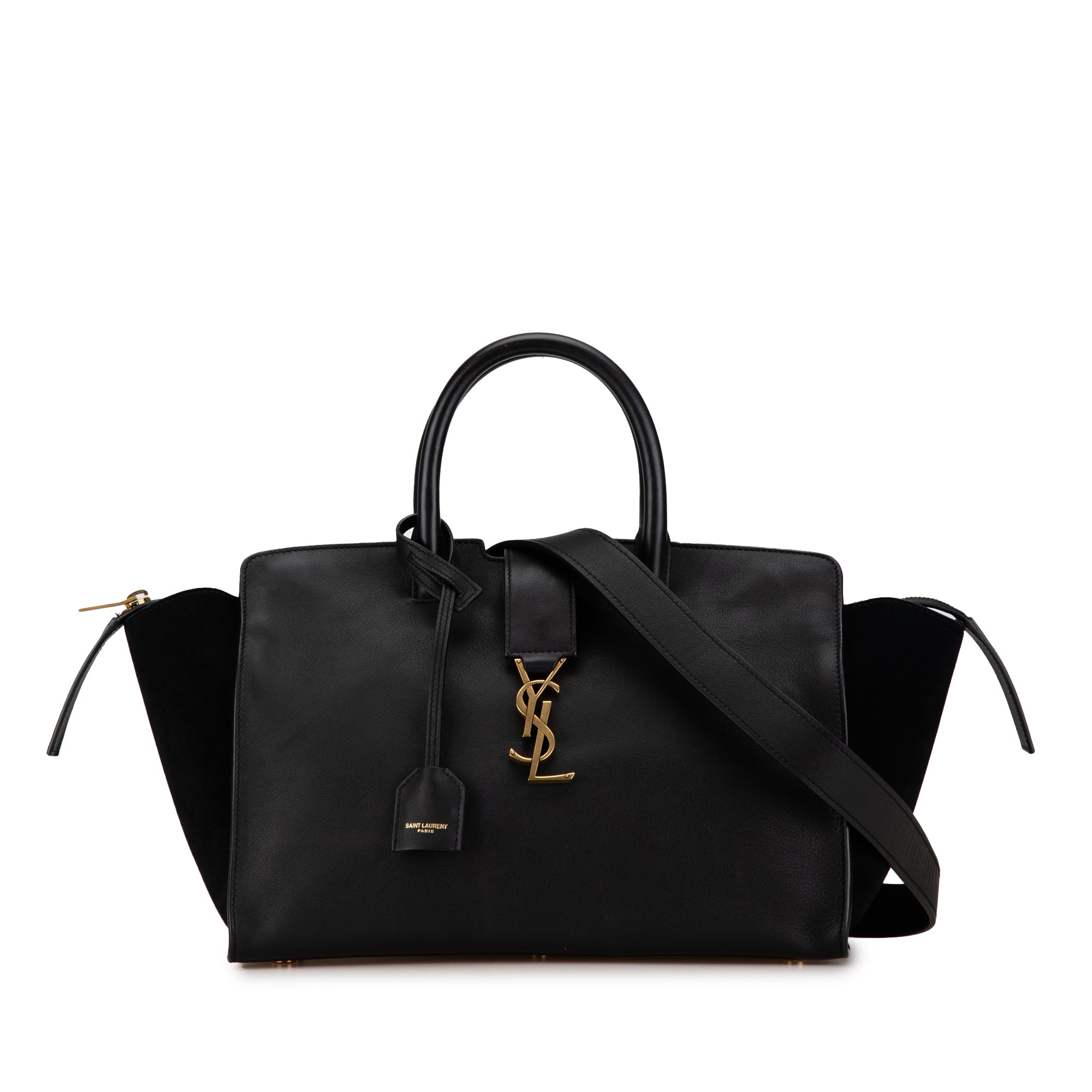 Saint Laurent Baby Leather Downtown Cabas Satchel In Black