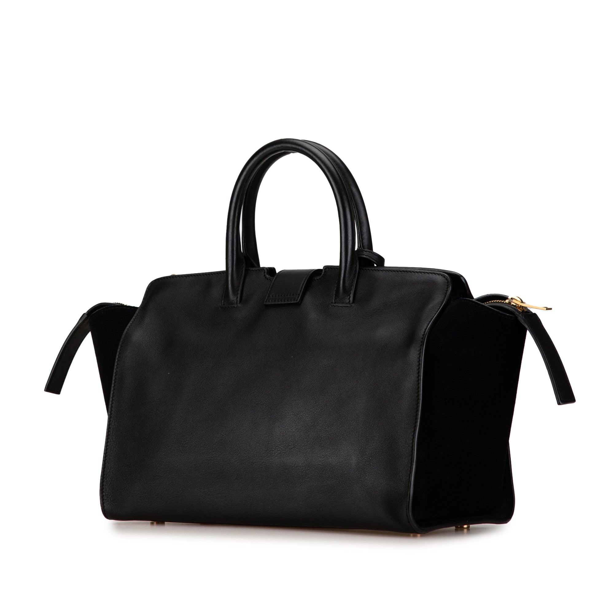 Saint Laurent Baby Leather Downtown Cabas Satchel In Black