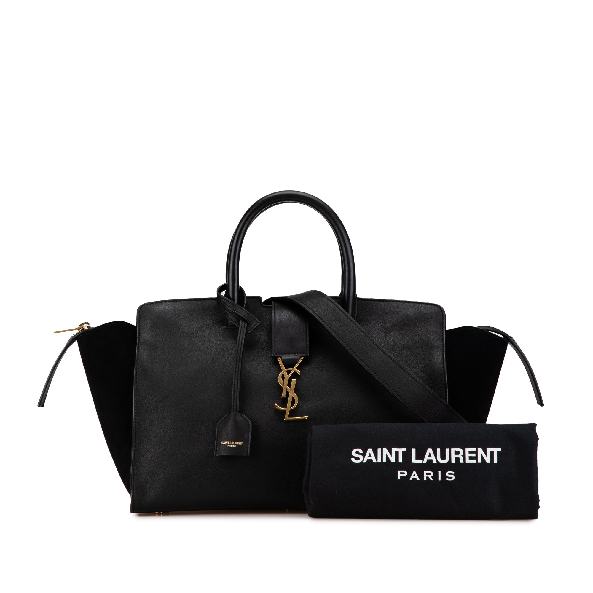 Saint Laurent Baby Leather Downtown Cabas Satchel In Black