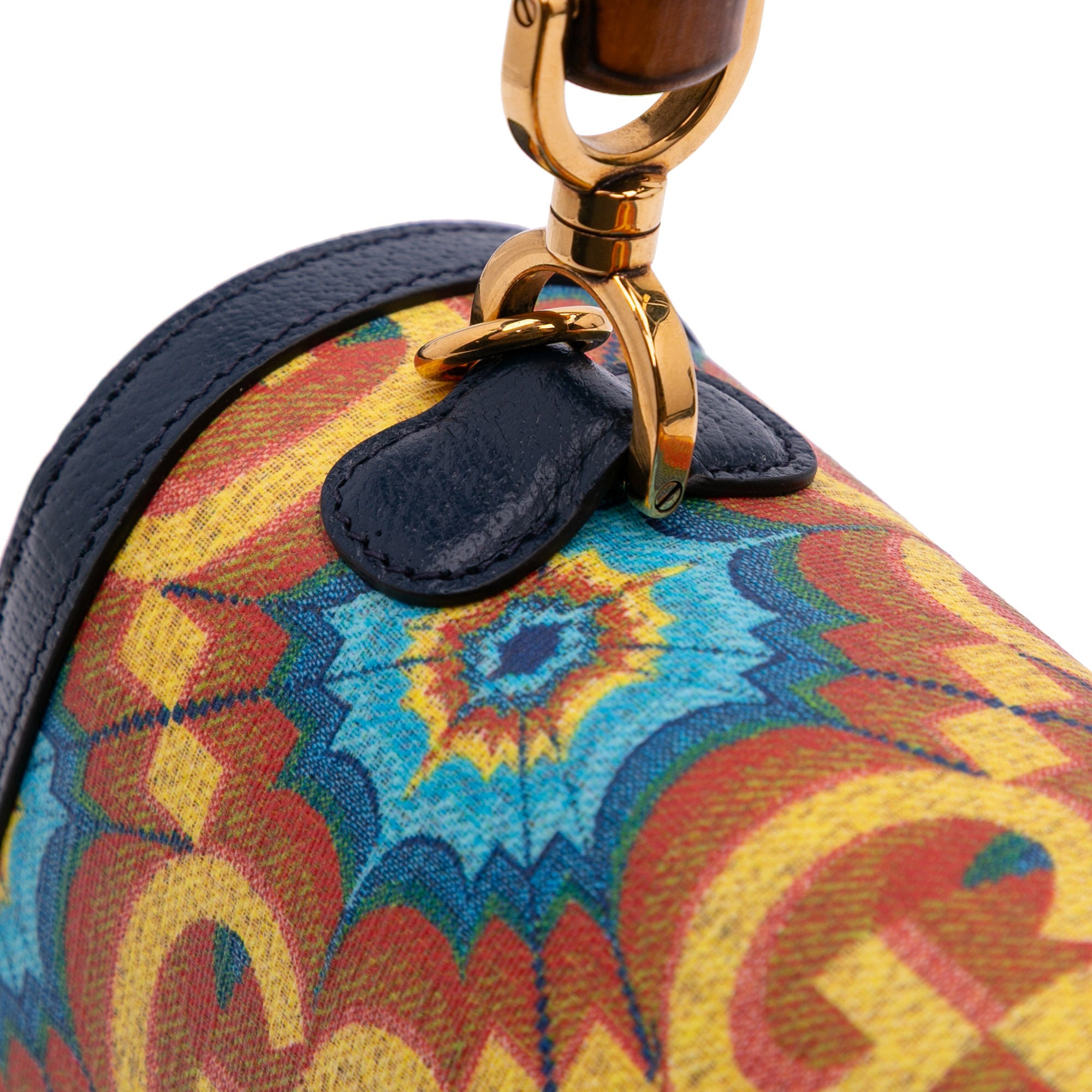 Gucci 100th Anniversary Medium GG Coated Canvas Kaleidoscope 1947 Bamboo Top Handle Bag