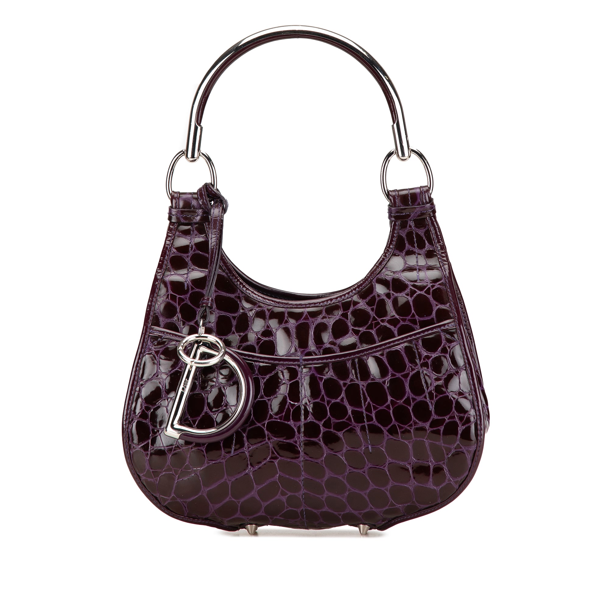 Dior Patent Croc Embossed 61 Shoulder Bag In Purple