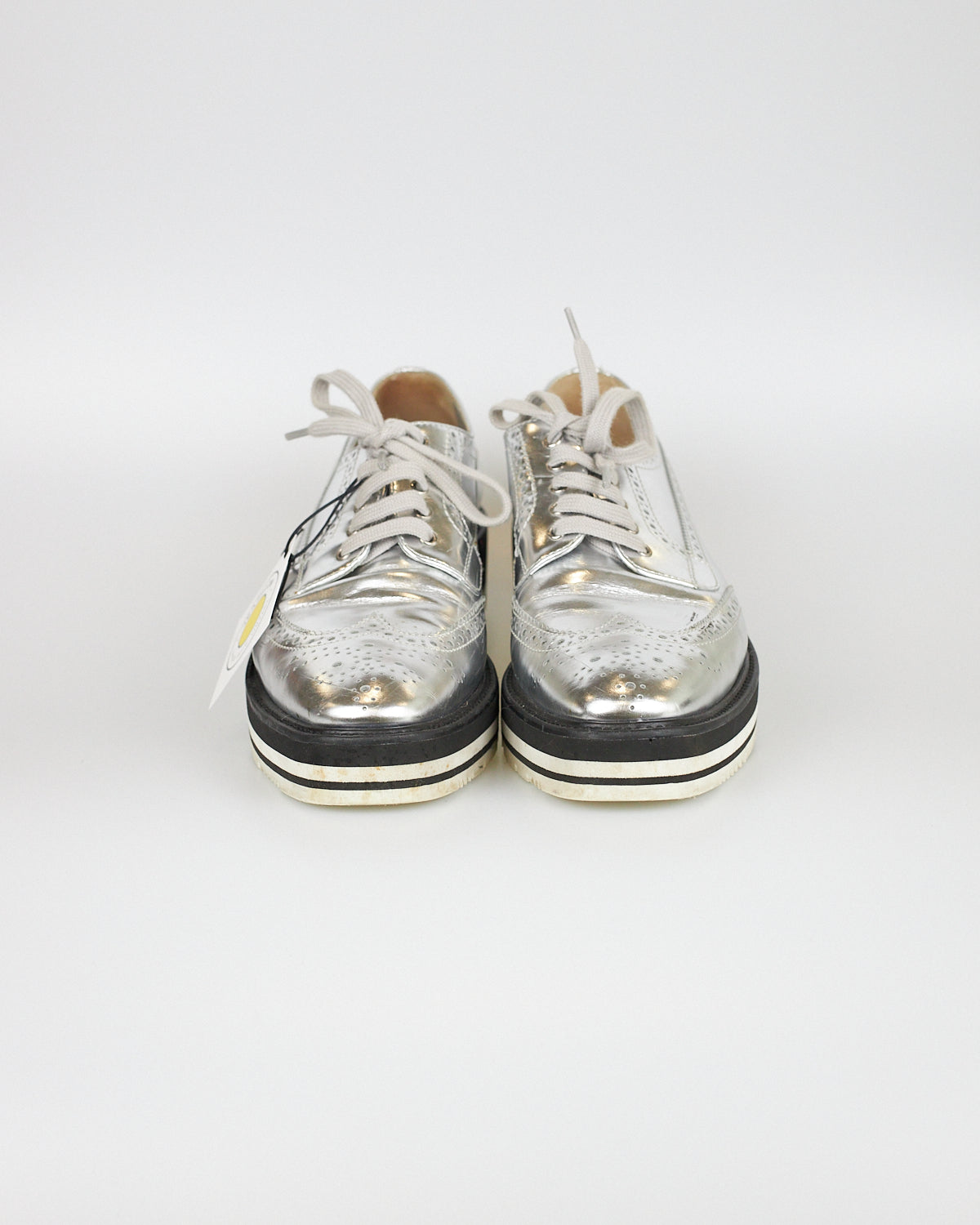 Prada Metallic Oxford Shoes - Size 40