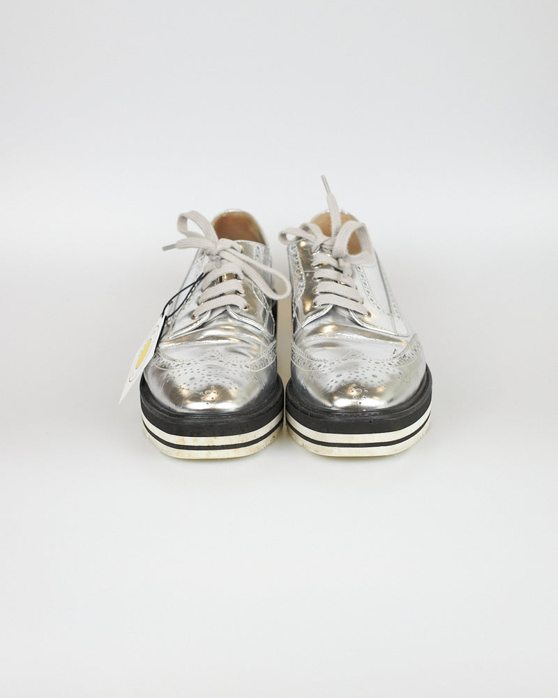Prada Metallic Oxford Shoes - Size 40