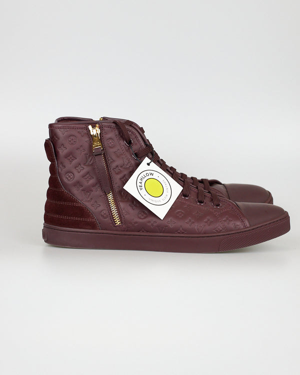 Louis Vuitton, Shoes, Louis Vuitton Burgundy Leather High Top Wedge  Sneakers