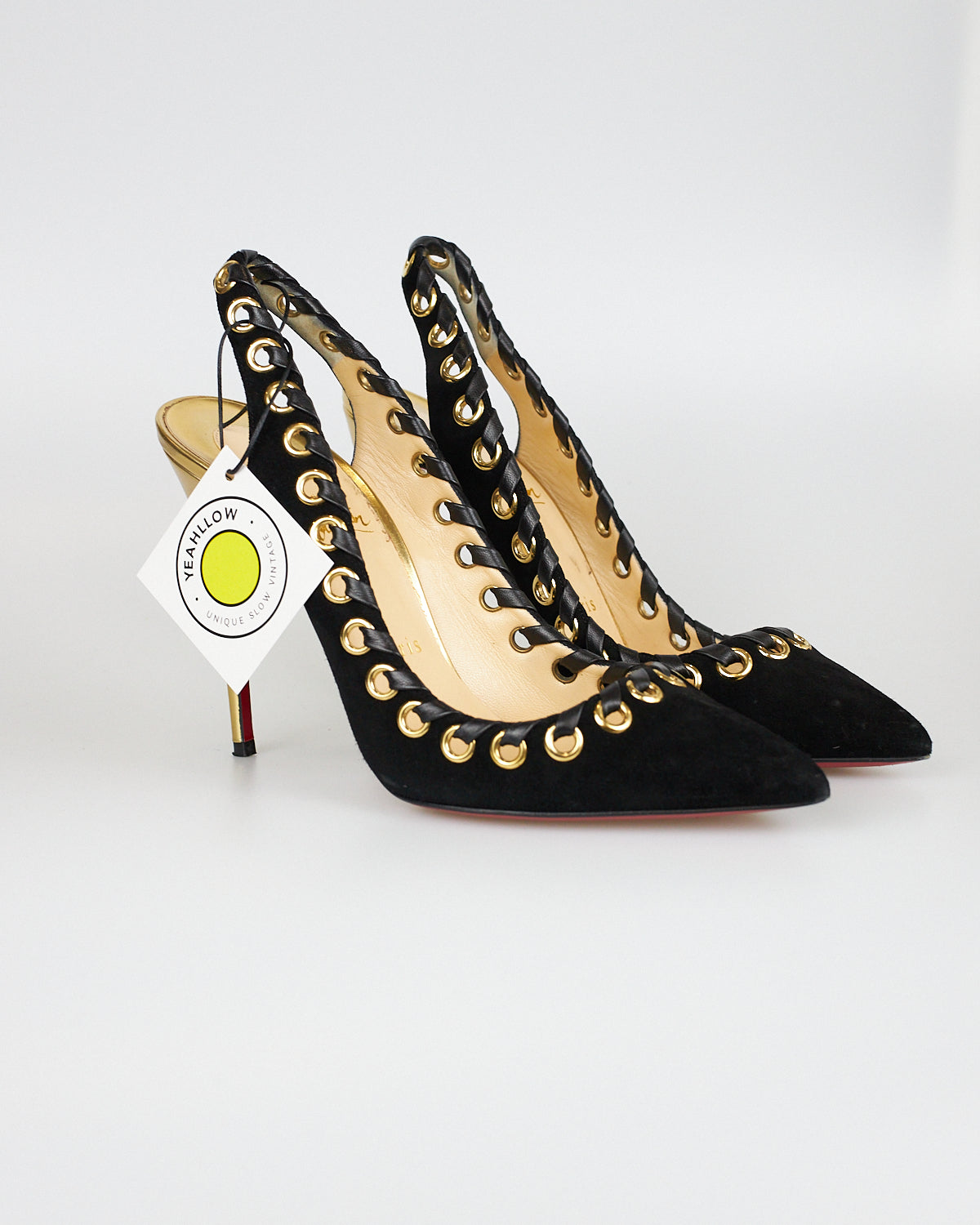 Christian Louboutin Black Suede And Leather Ostri Slingback - Size 39