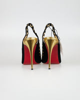 Christian Louboutin Black Suede And Leather Ostri Slingback - Size 39