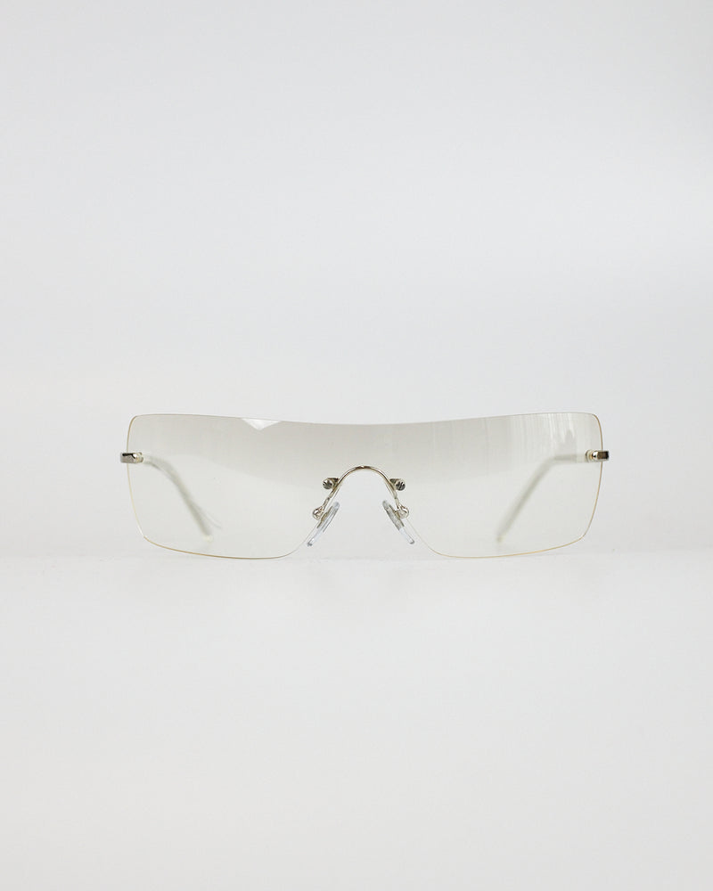 Salvatore Ferragamo Óculos de Sol Vintage Prata Transparente