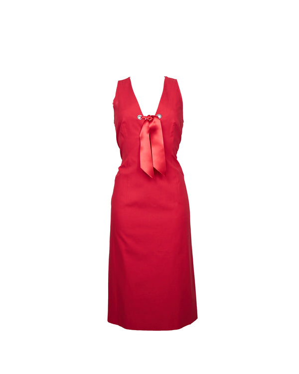 Vestido Vermelho Valentino Com Detalhes Metalizados 