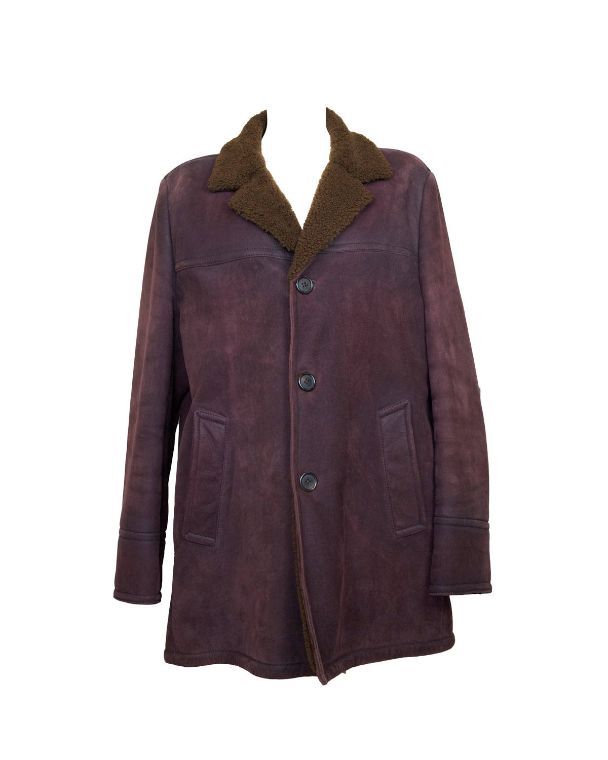 Prada Leather Fur Coat In Bordeaux