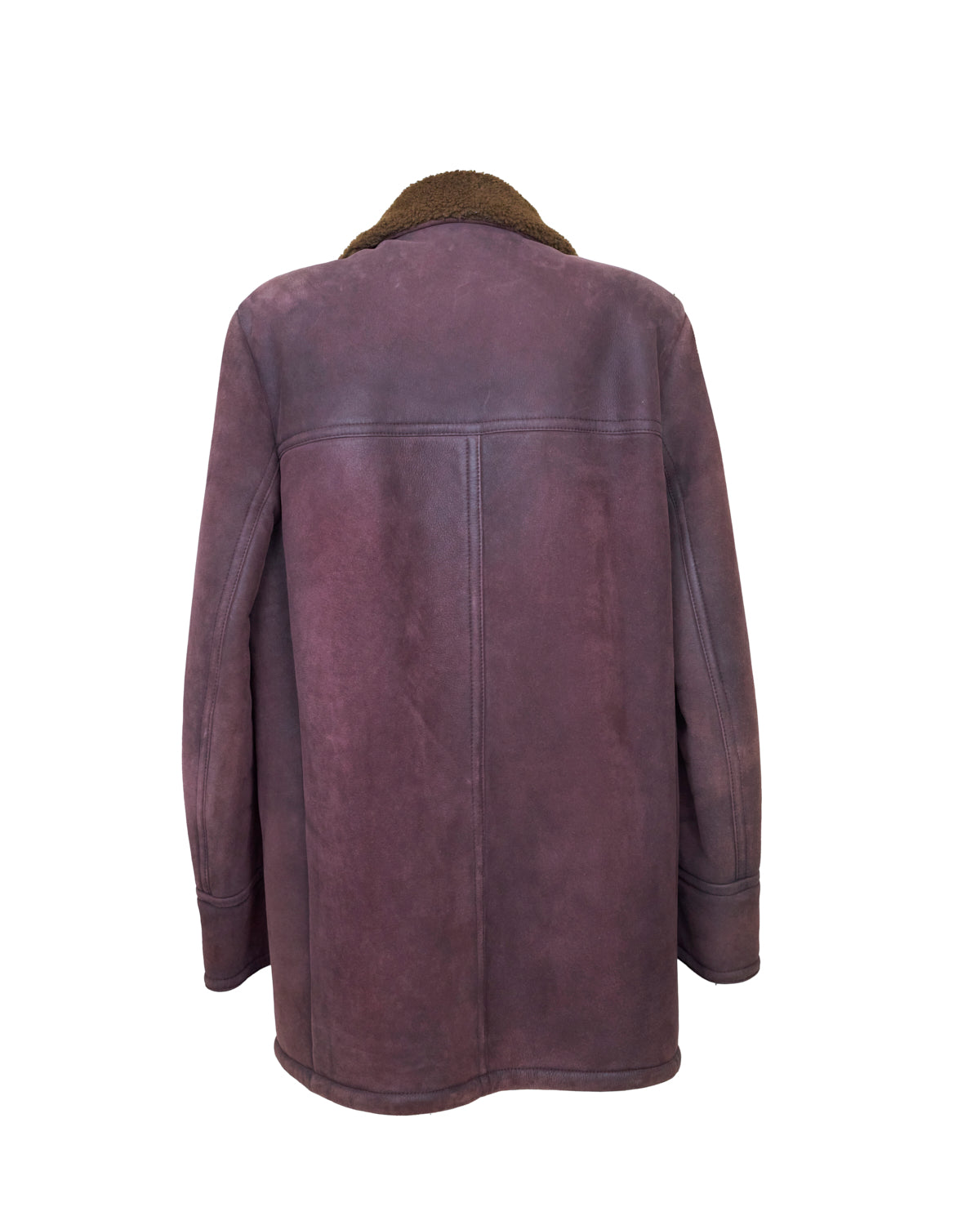 Prada Leather Fur Coat In Bordeaux