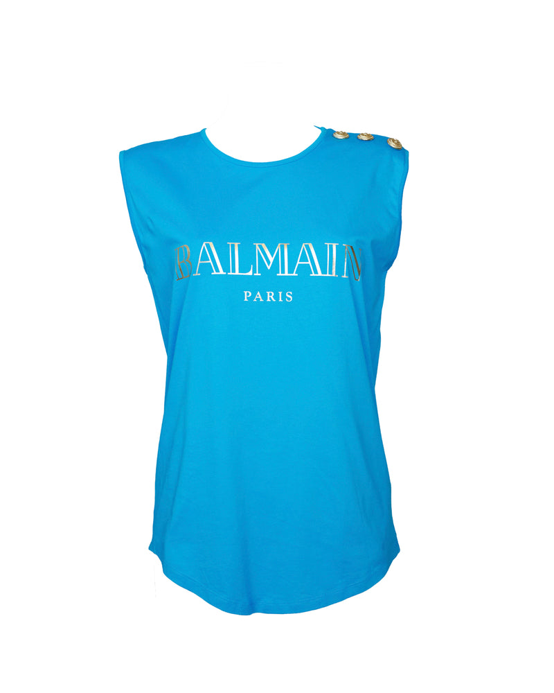 Blusa Balmain Logo Azul