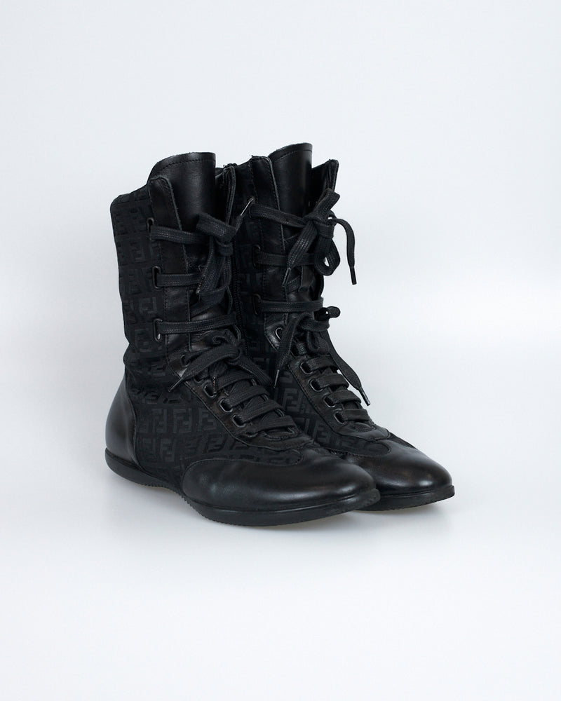 Fendi Black Monogram Boots-Size 36,5