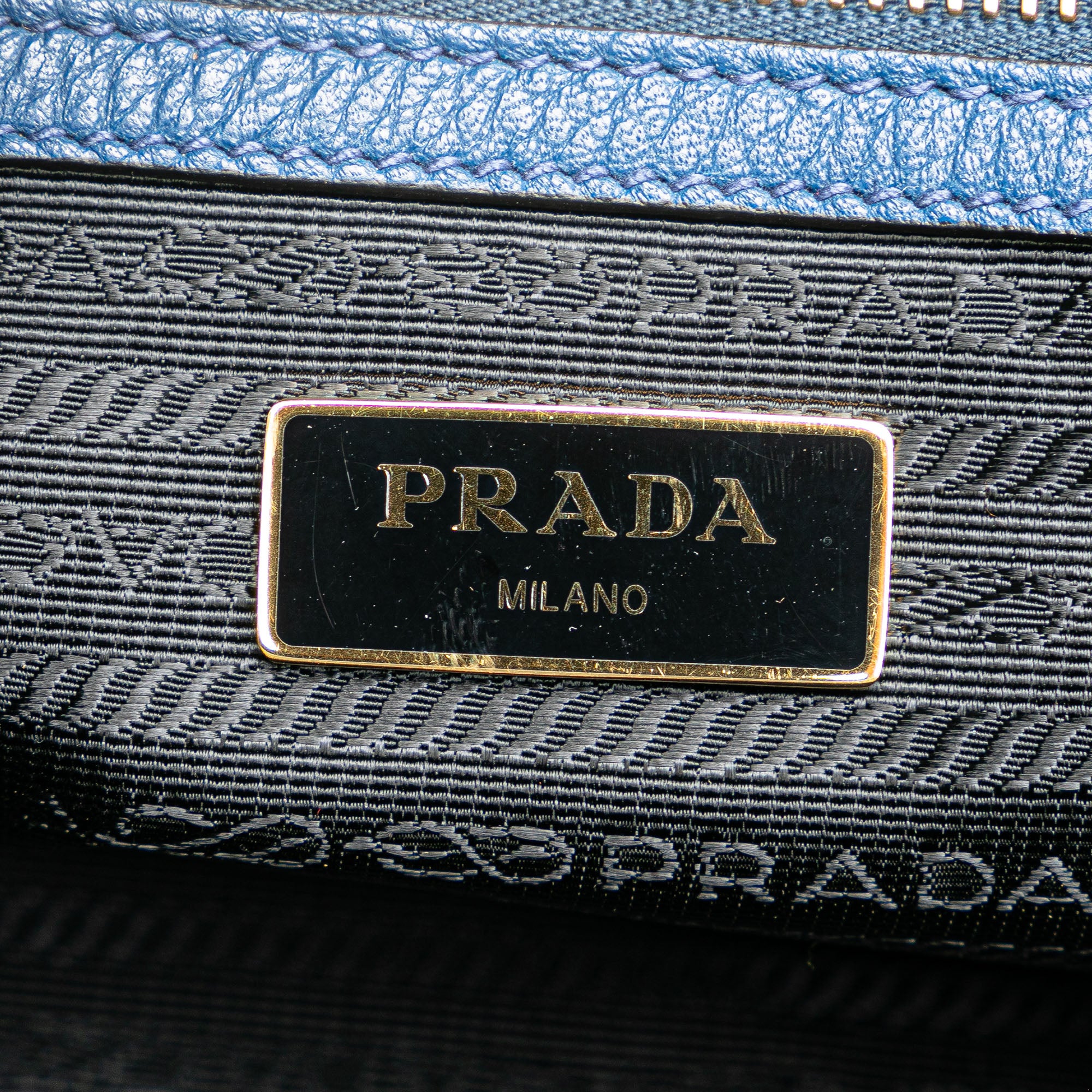 Prada Mini Vitello Phenix Bauletto Satchel In Blue