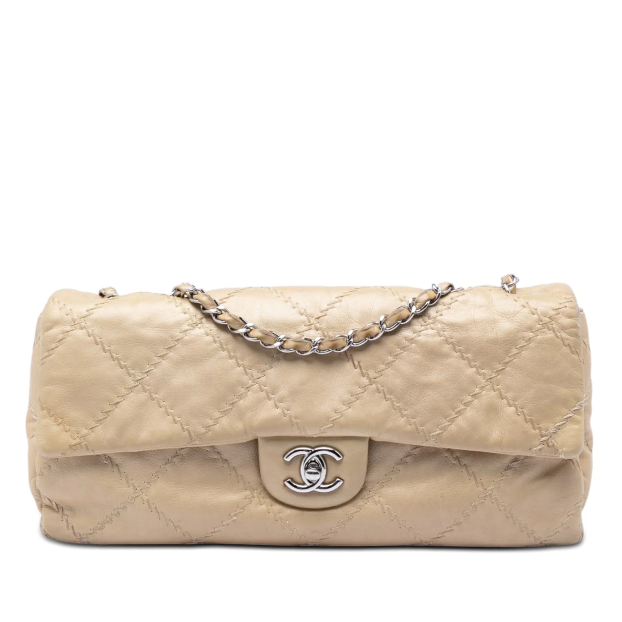 CHANEL QUILTED LAMBSKIN ULTIMATE STITCH FLAP BAG IN BEIGE