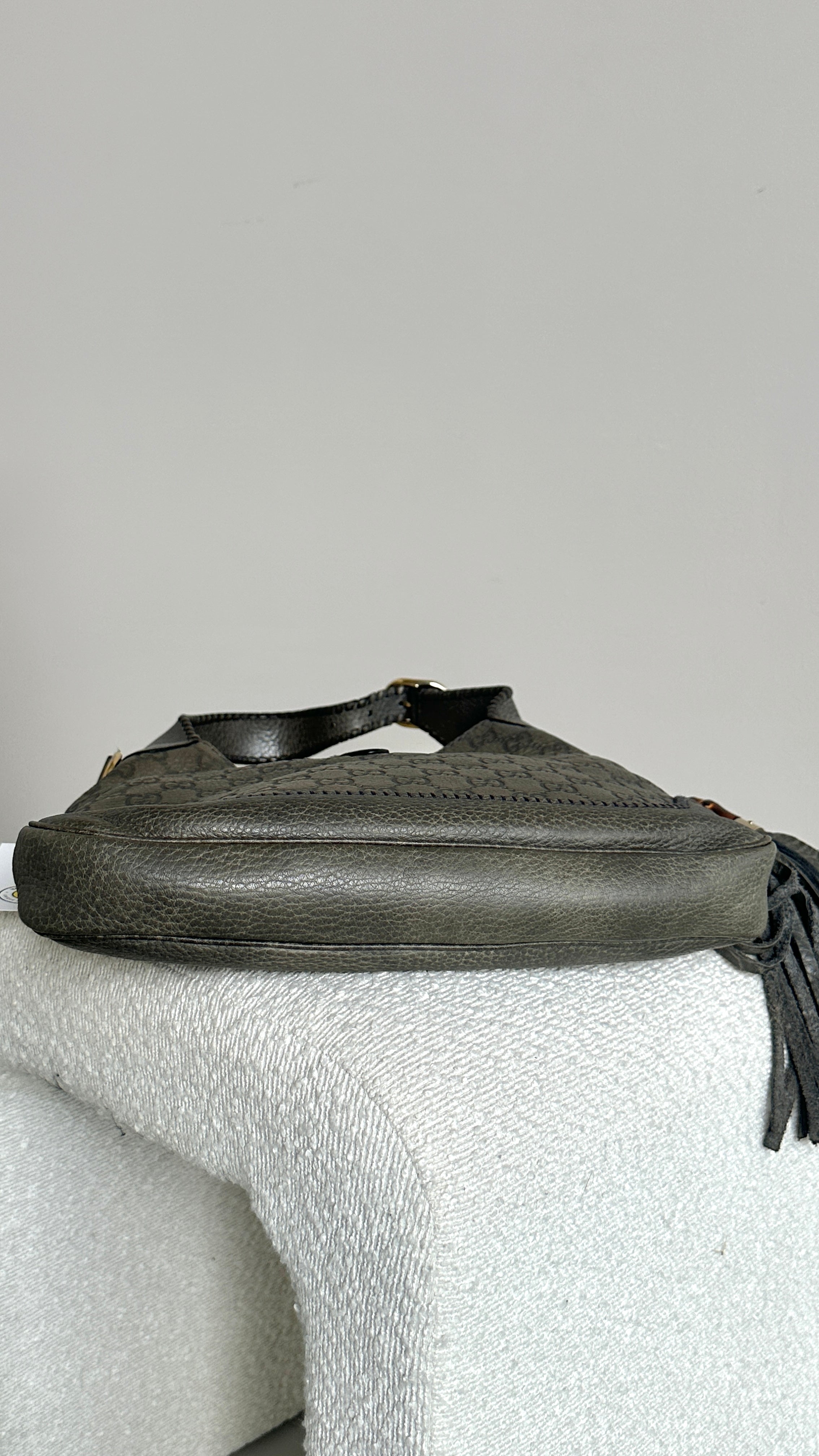 GUCCI MEDIUM GUCCISSIMA NEW JACKIE SATCHEL IN GREY