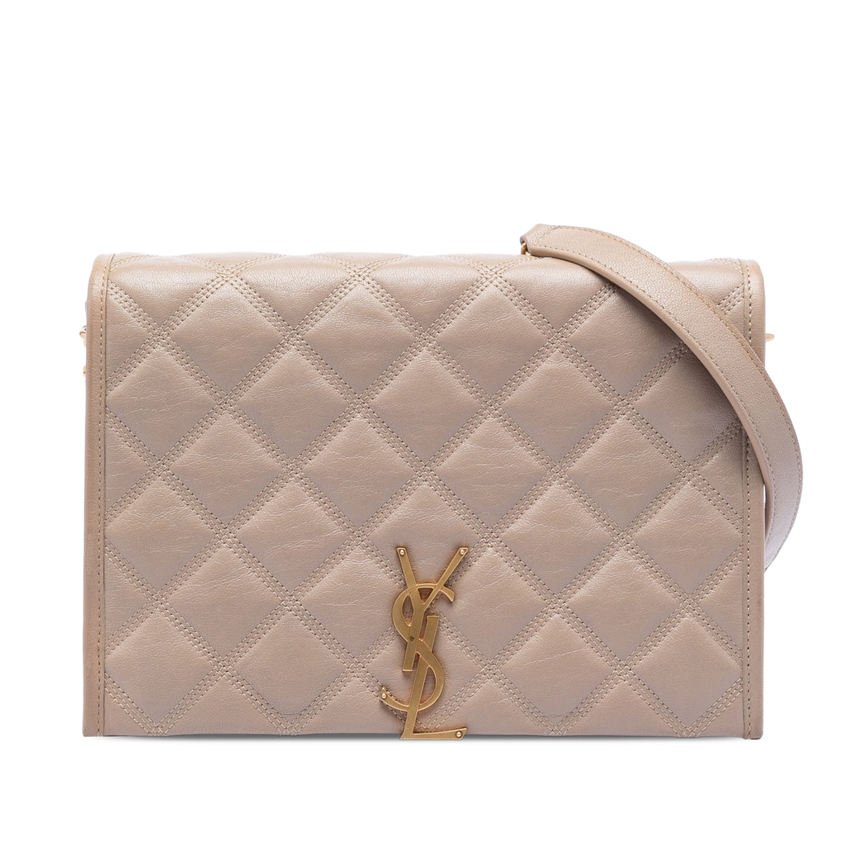 Saint Laurent Mini Quilted Lambskin Becky Chain Shoulder Bag Brown