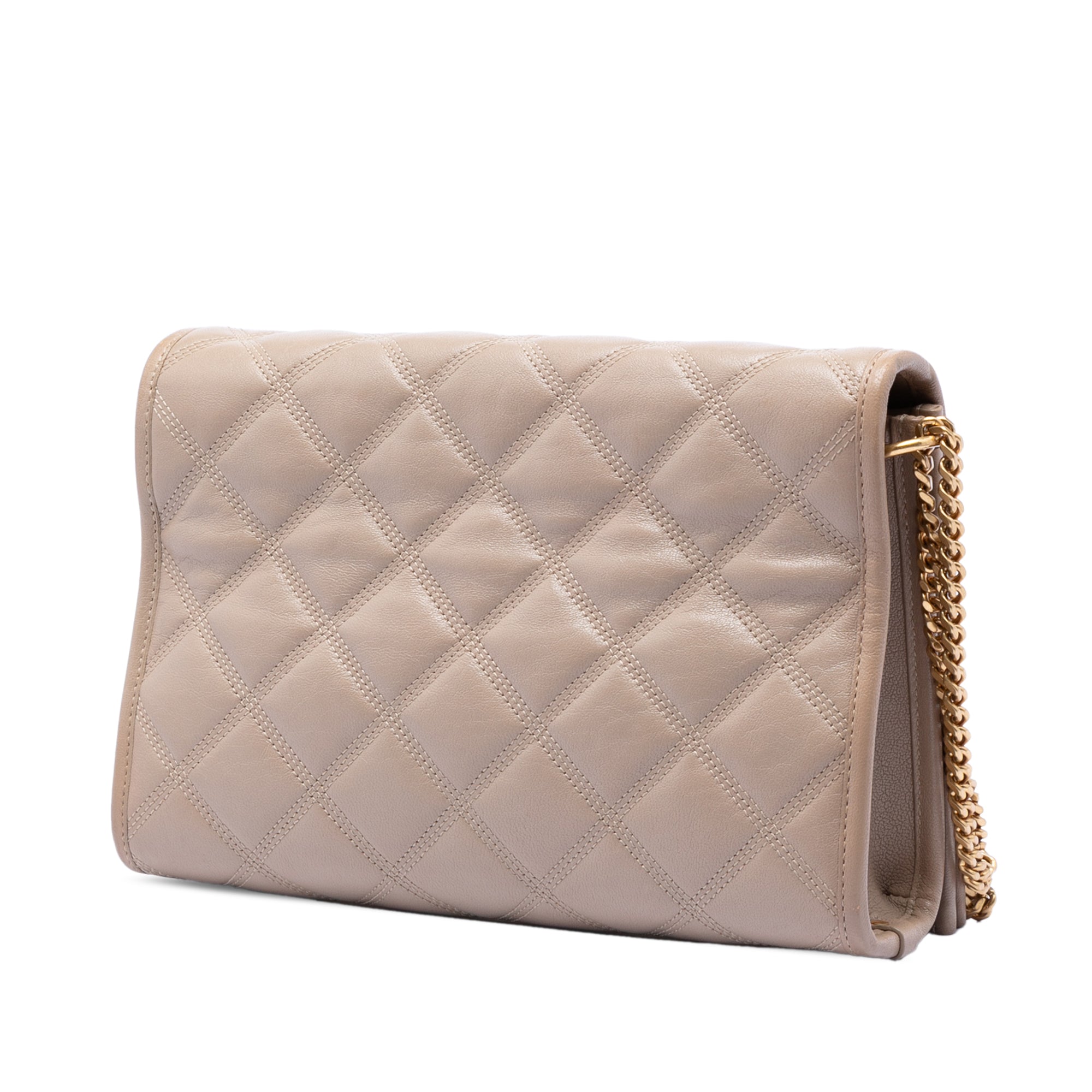 Saint Laurent Mini Quilted Lambskin Becky Chain Shoulder Bag Brown