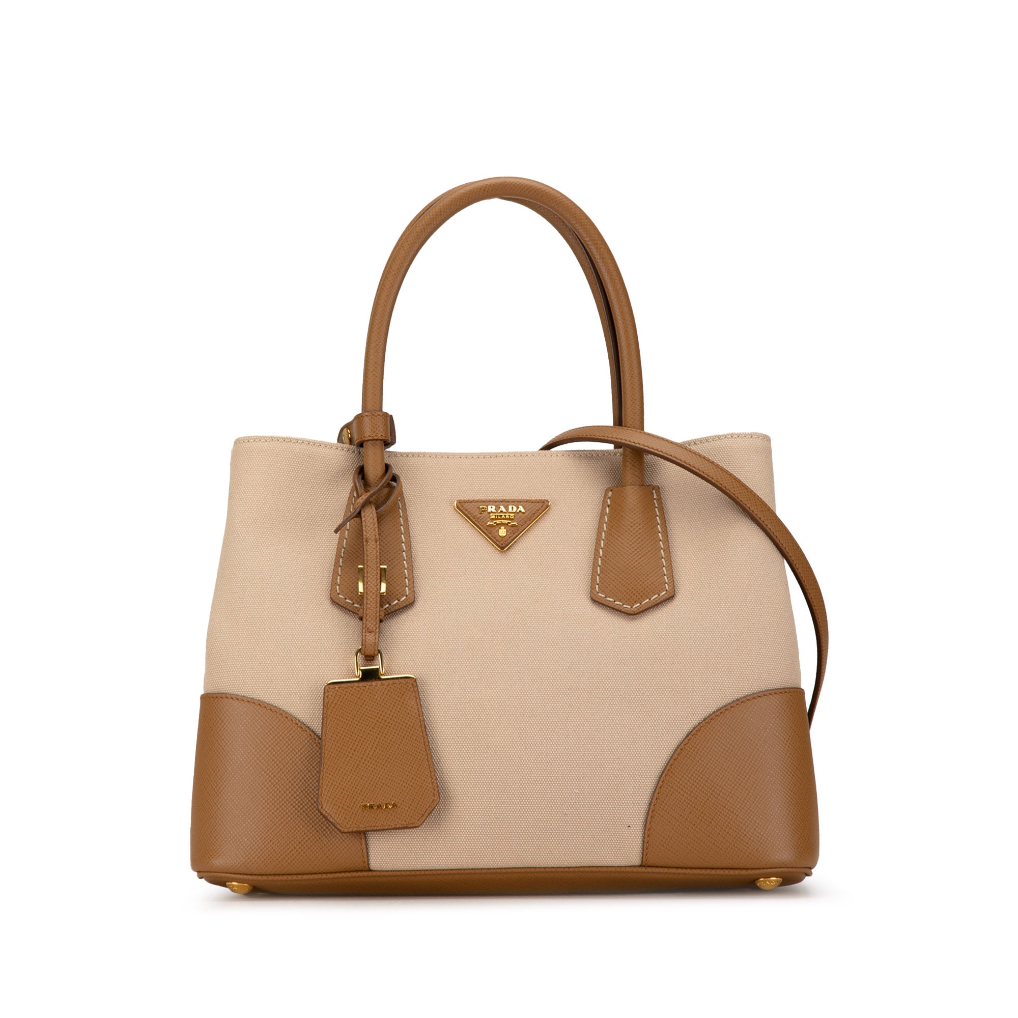 Prada Canapa and Saffiano Double Satchel