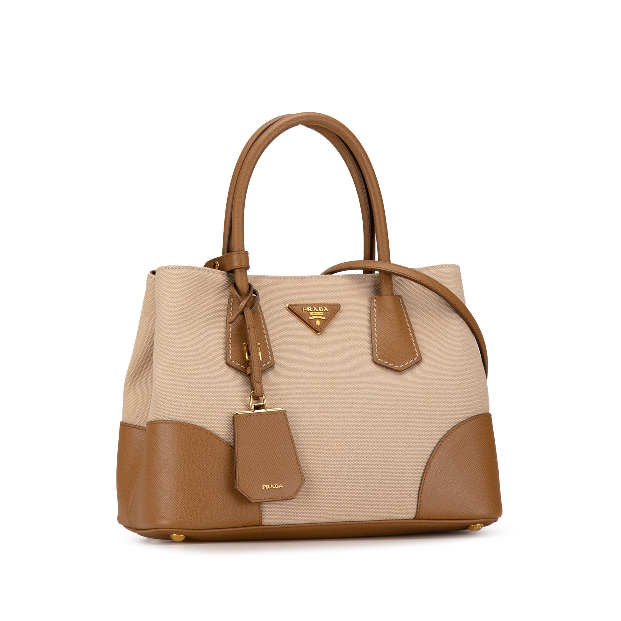 Prada Canapa and Saffiano Double Satchel