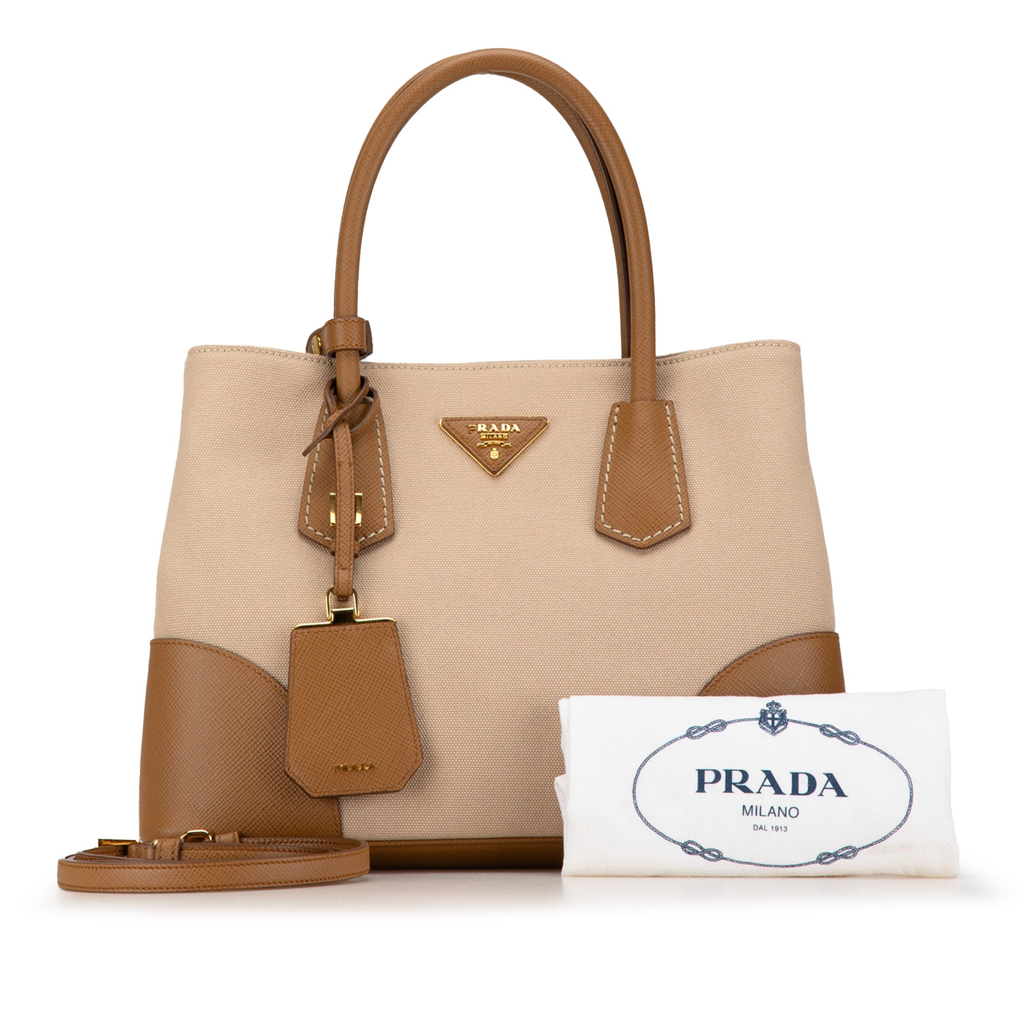 Prada Canapa and Saffiano Double Satchel