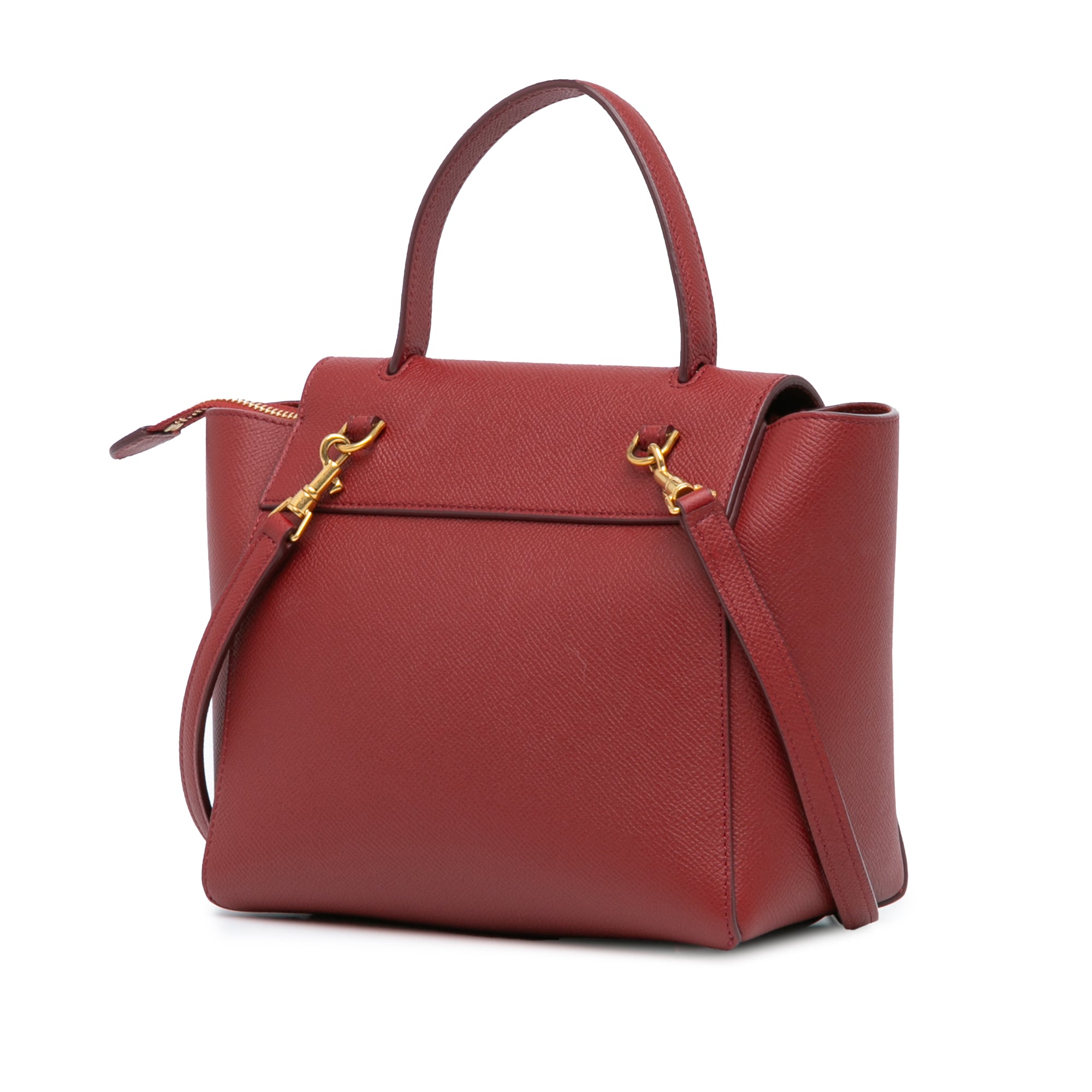 Celine Nano Leather Belt Satchel In Red