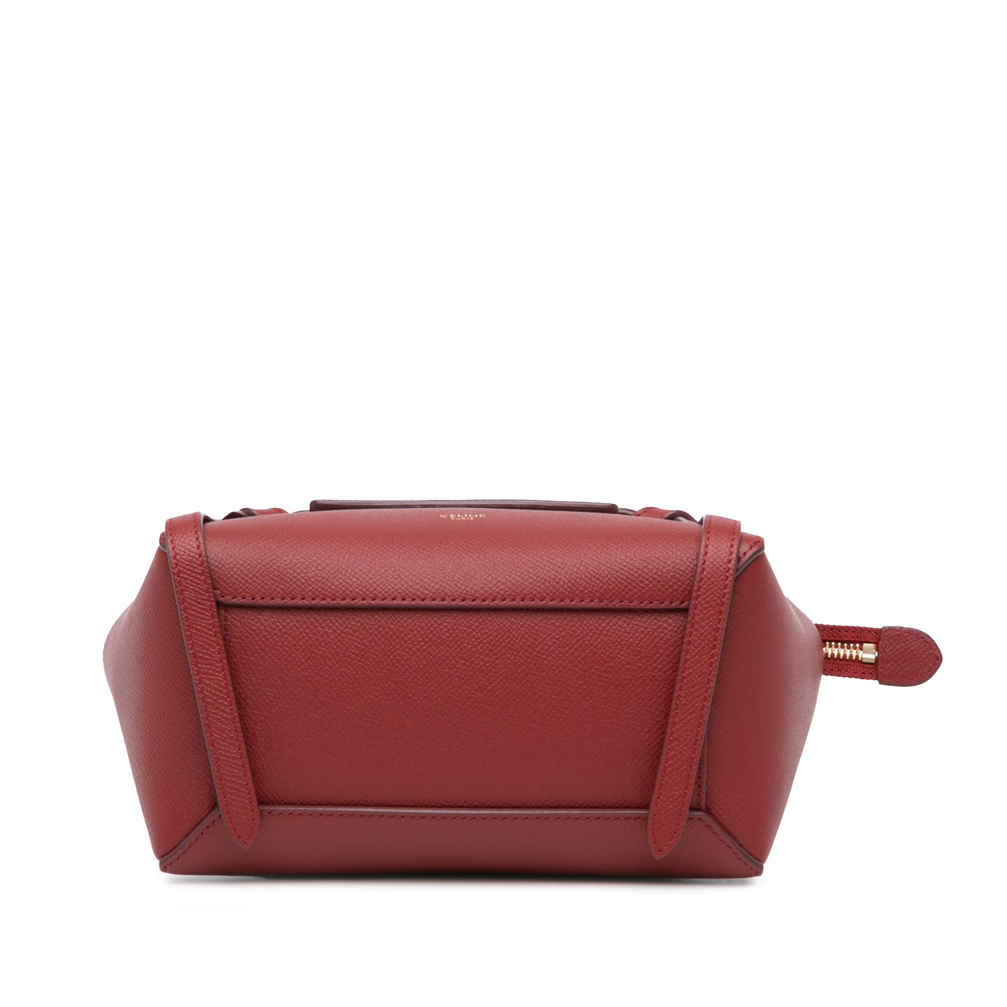 Celine Nano Leather Belt Satchel In Red