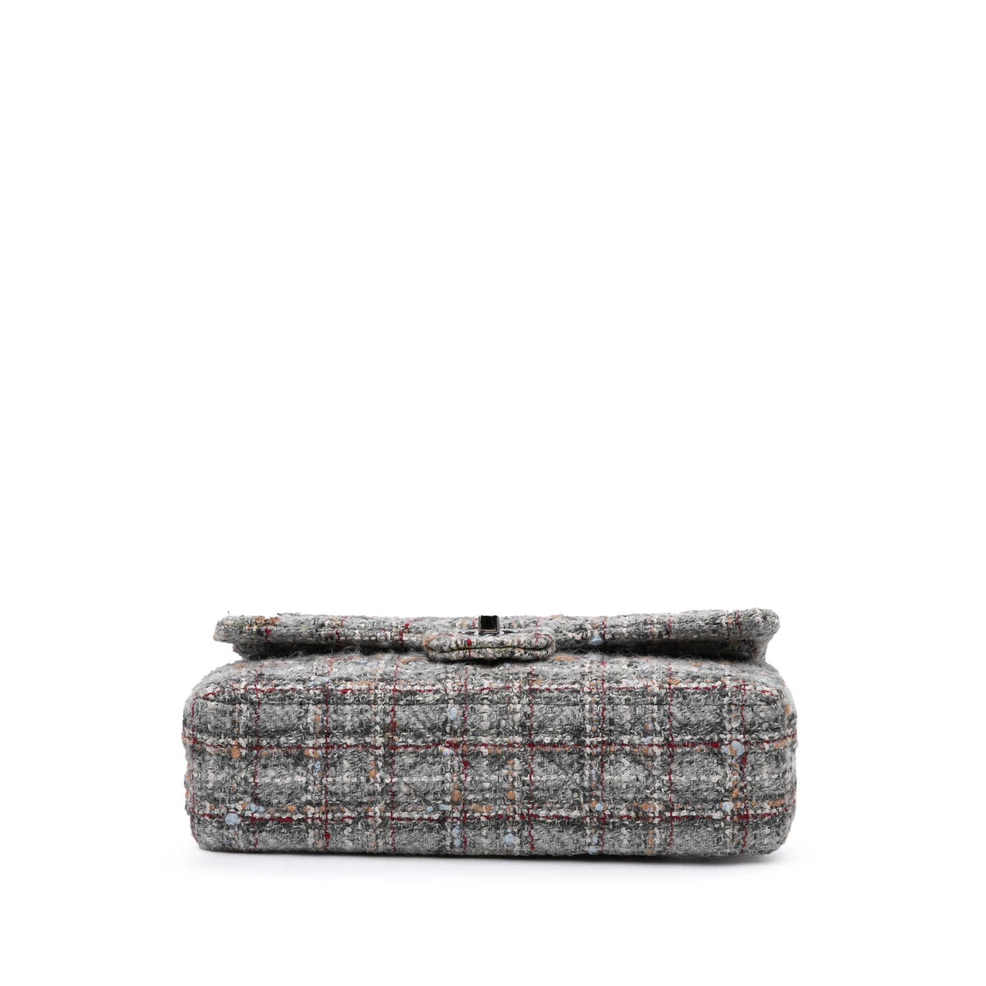 Chanel Medium Classic Tweed Double Flap In Grey