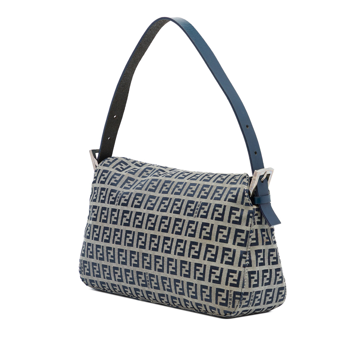 Fendi Zucchino Double Flap Slhoulder Bag Gray
