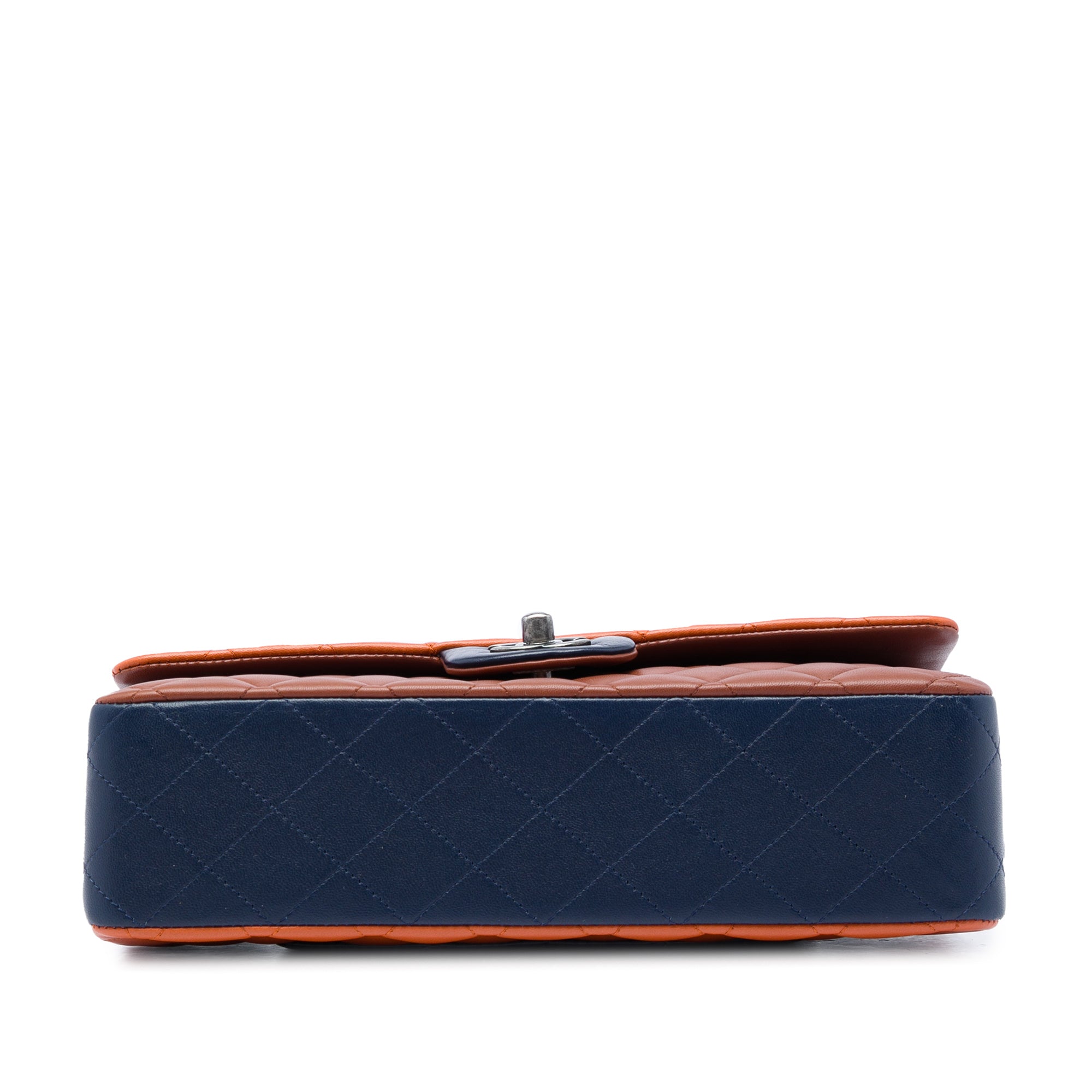 Chanel Medium Classic Tricolor Lambskin Double Flap Orange