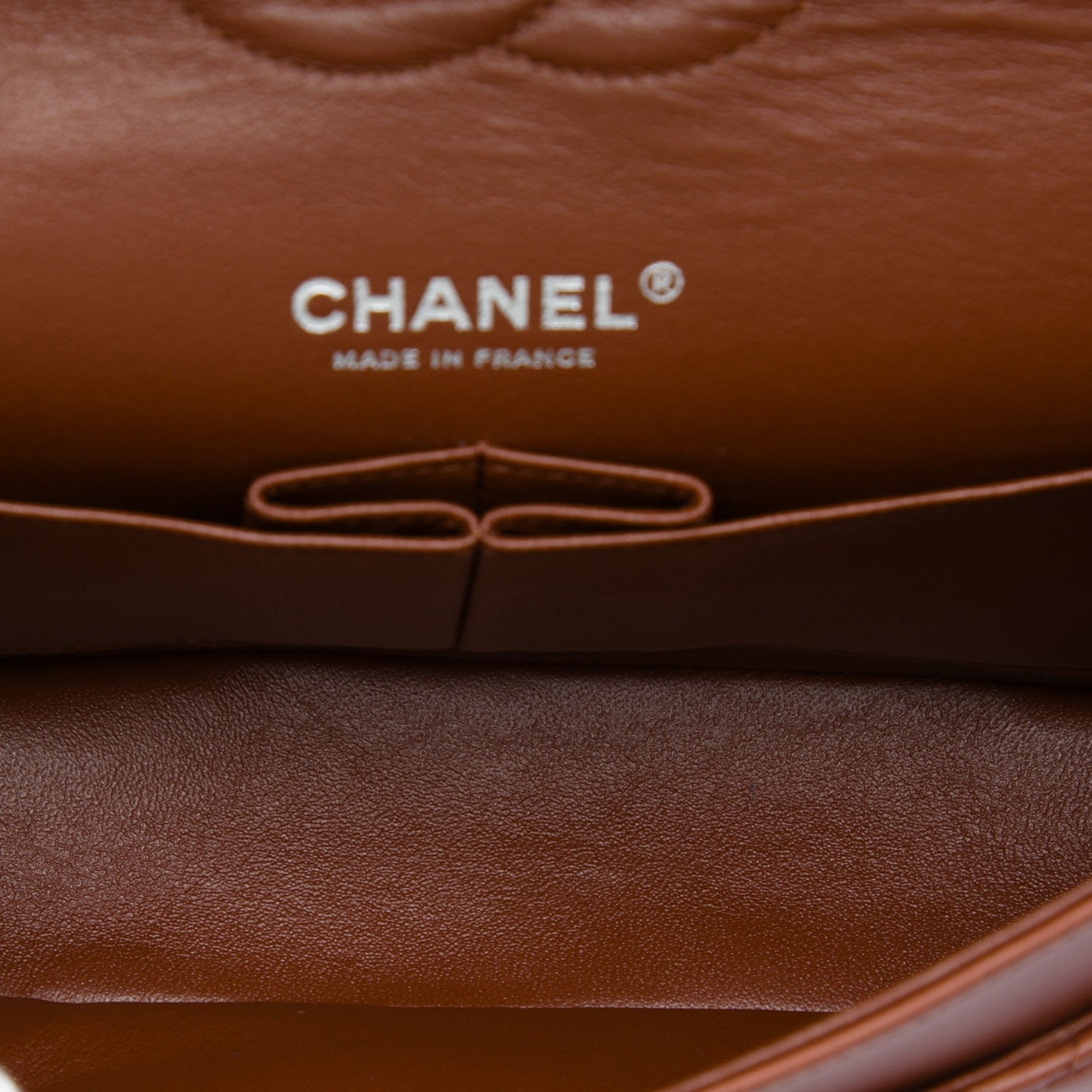 Chanel Medium Classic Tricolor Lambskin Double Flap Orange