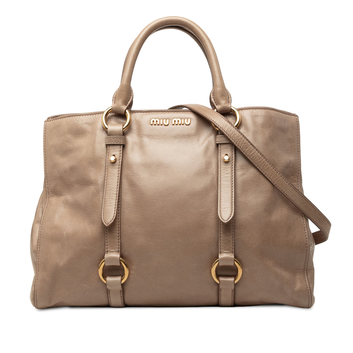 Miu Miu Vitello Shine Satchel Beige