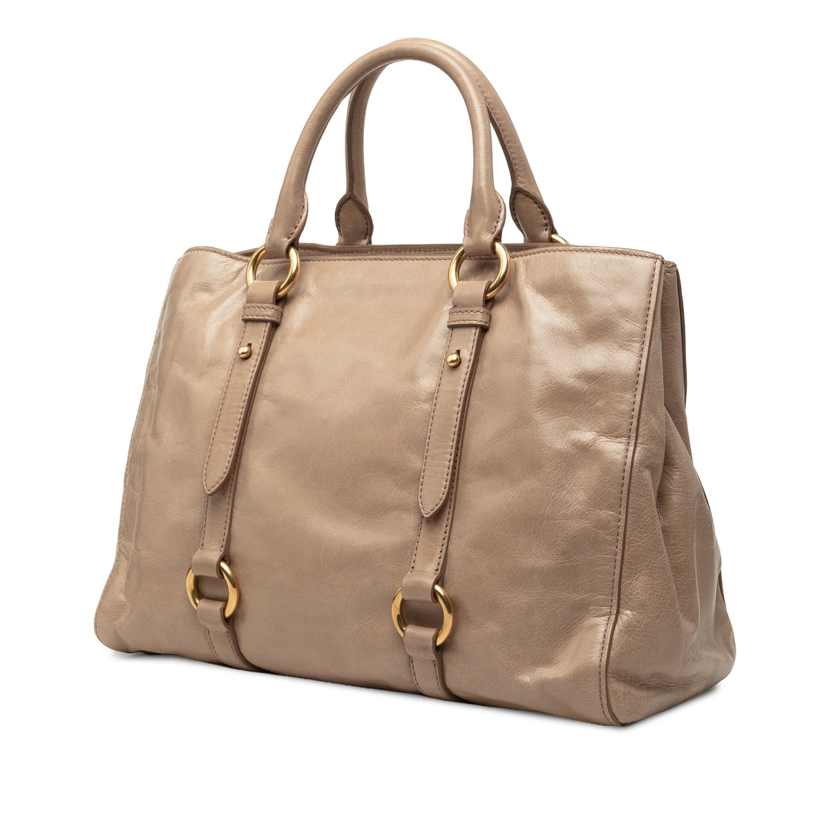 Miu Miu Vitello Shine Satchel Beige