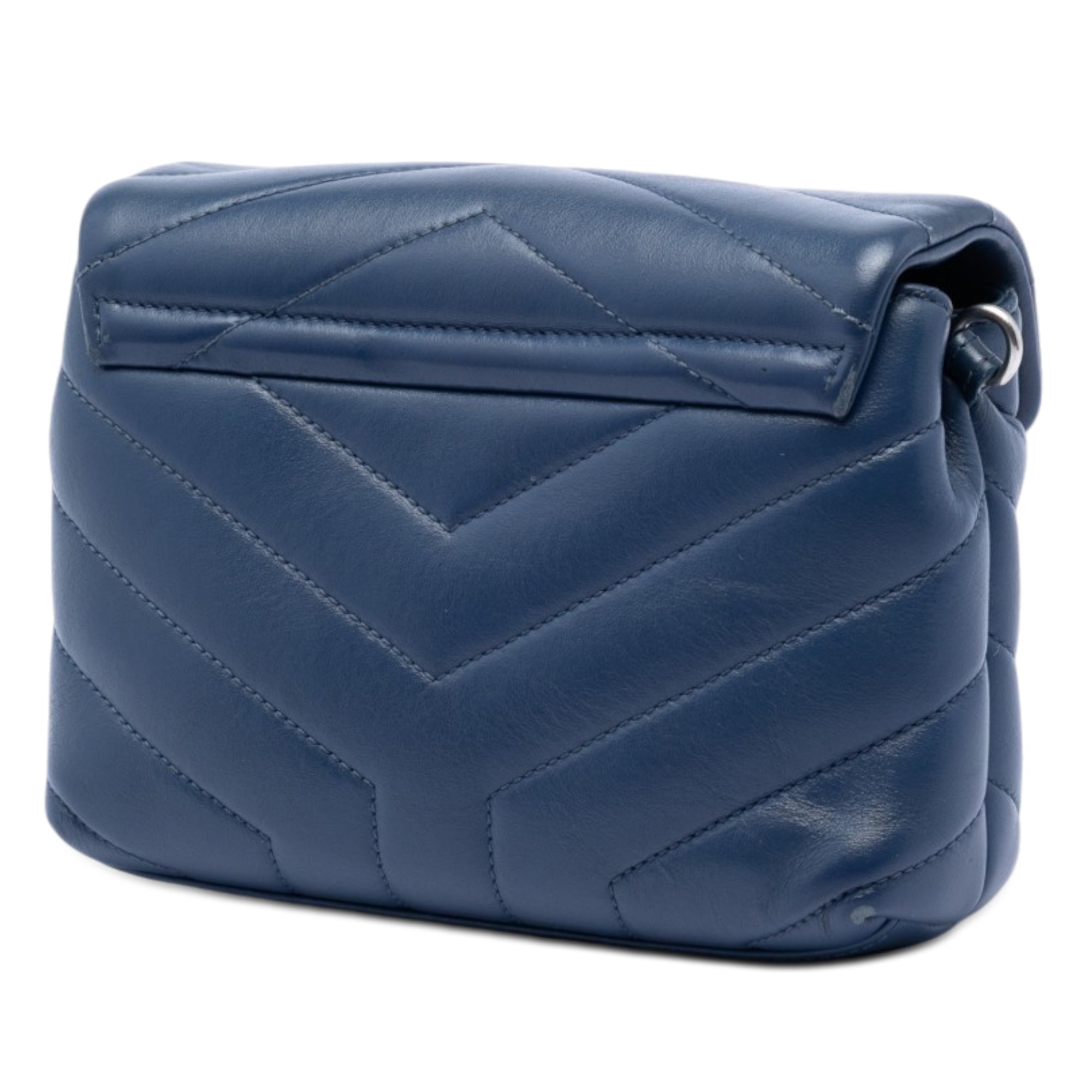Saint Laurent Toy Matelasse Calfskin Monogram LouLou Crossbody Blue