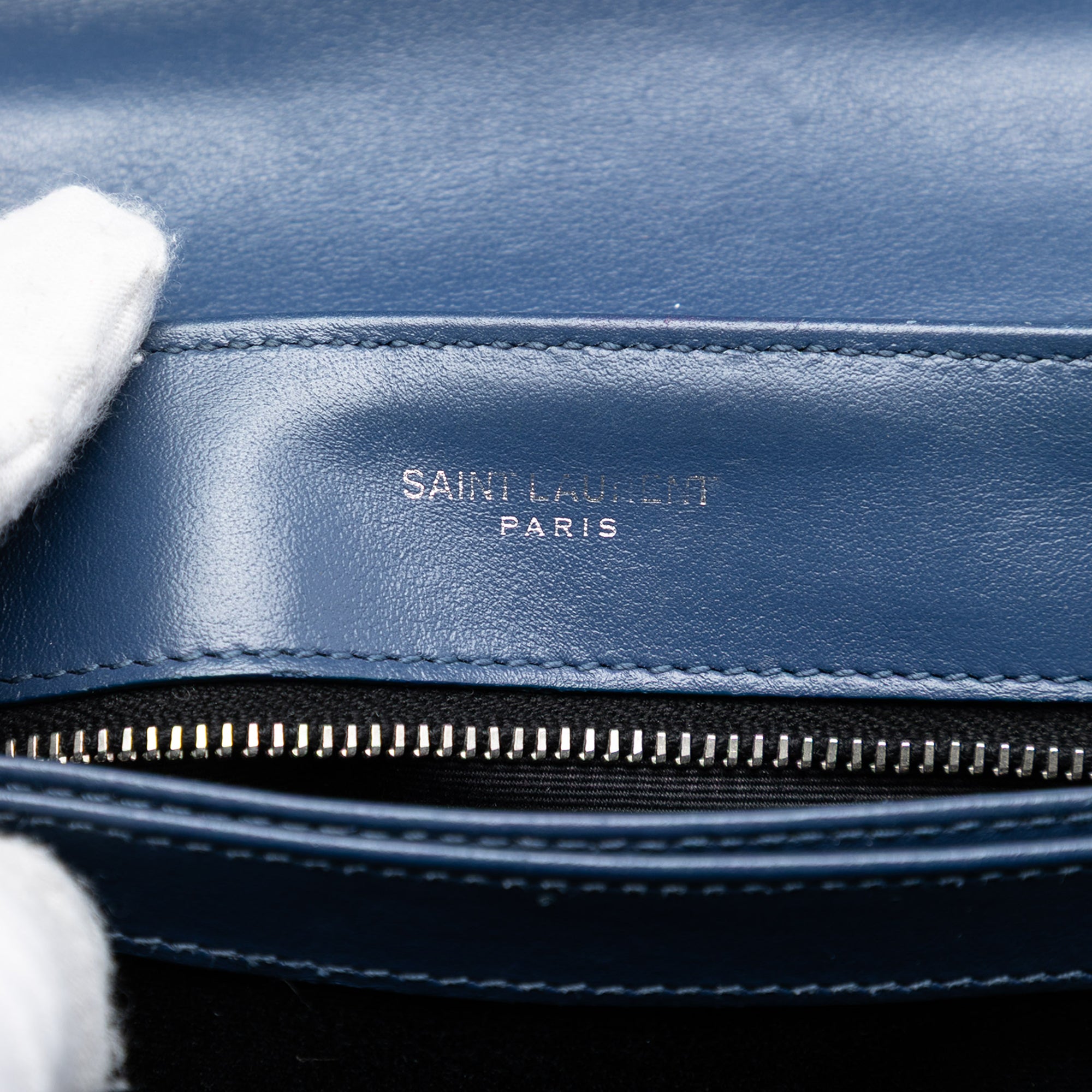 Saint Laurent Toy Matelasse Calfskin Monogram LouLou Crossbody Blue