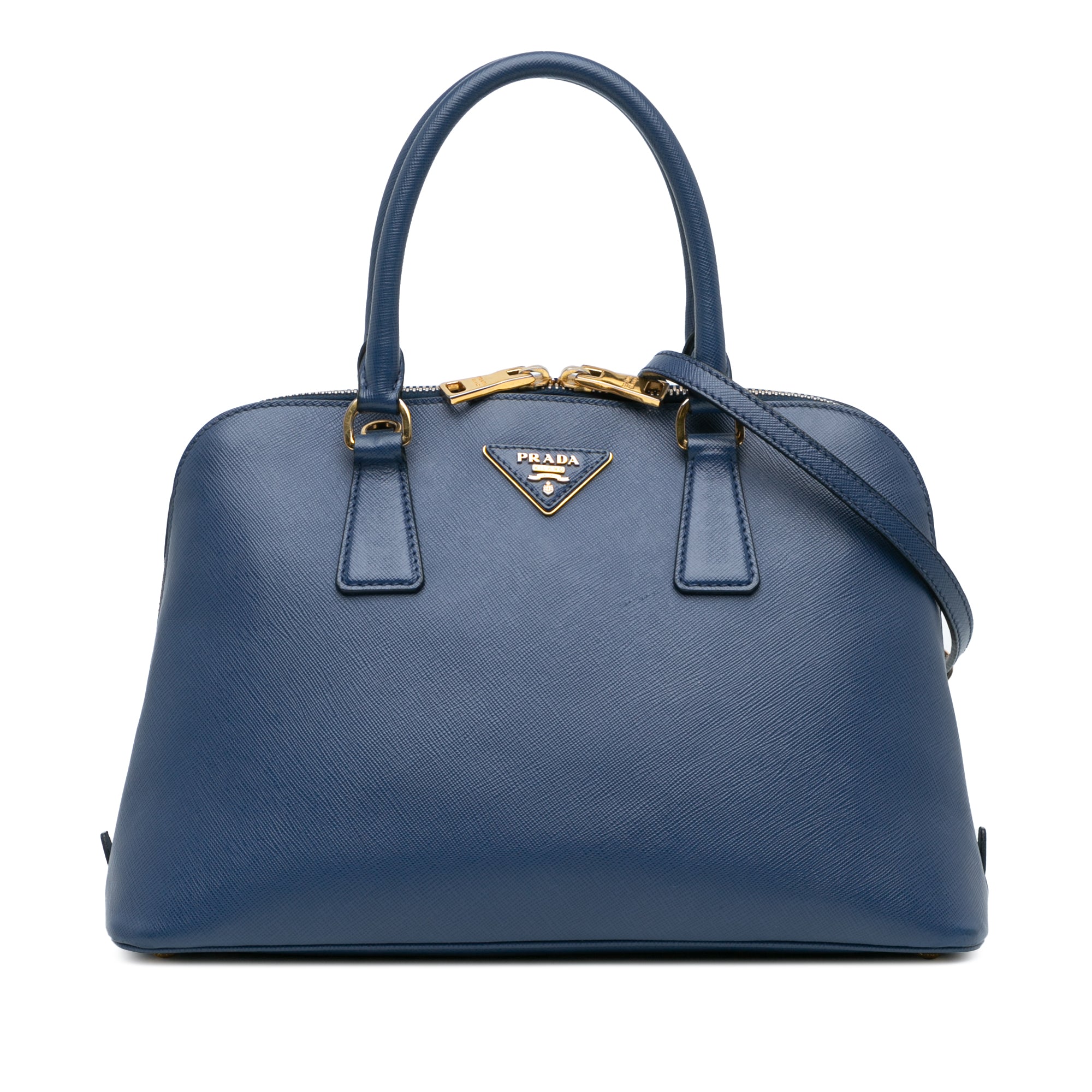 Prada Medium Saffiano Lux Promenade Satchel In Blue