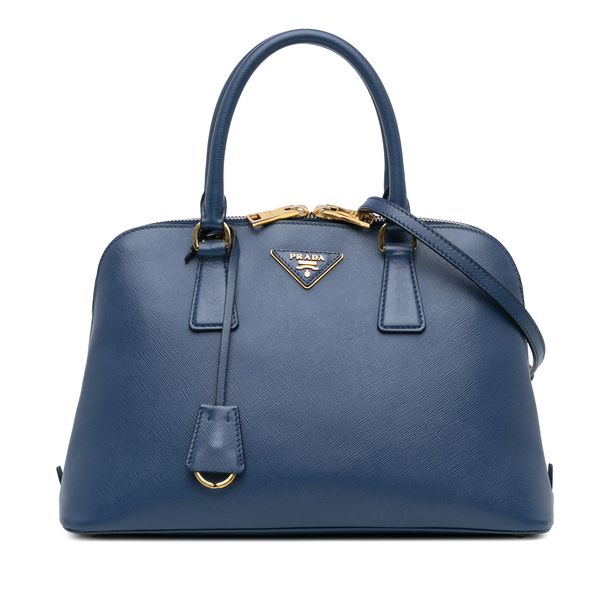 Prada Medium Saffiano Lux Promenade Satchel In Blue