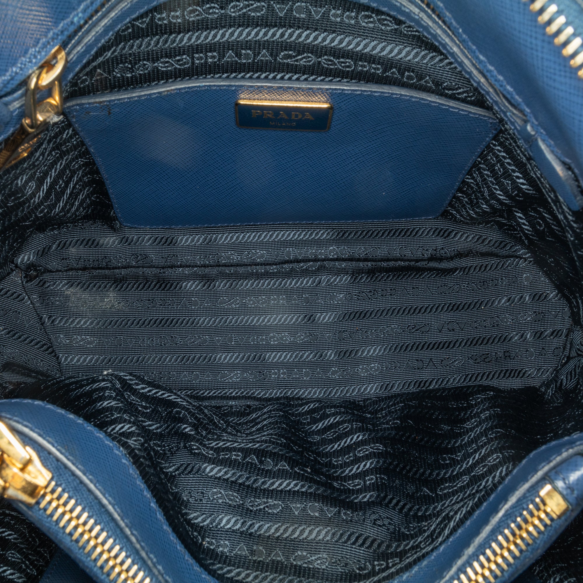 Prada Medium Saffiano Lux Promenade Satchel In Blue