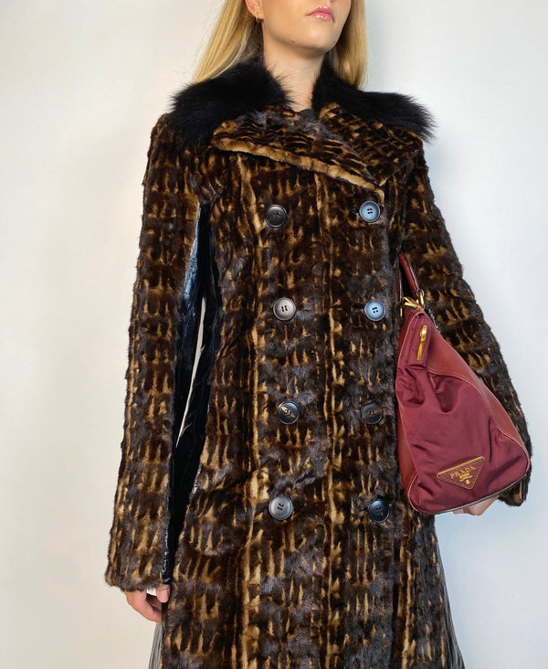 Dolce&amp;Gabbana jaqueta longa de pele de couro vintage