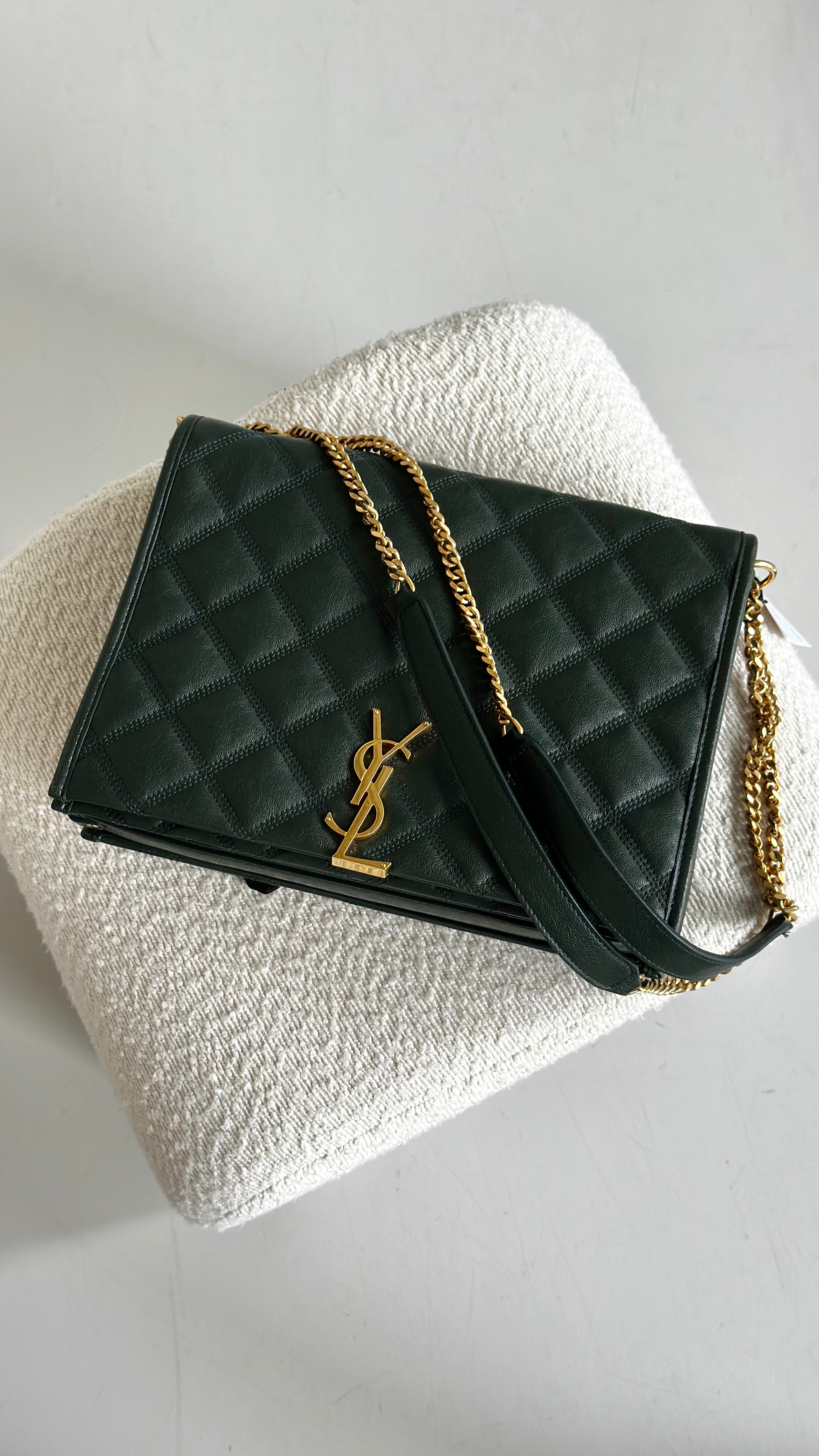 SAINT LAURENT BECKY SHOULDER BAG IN GREEN