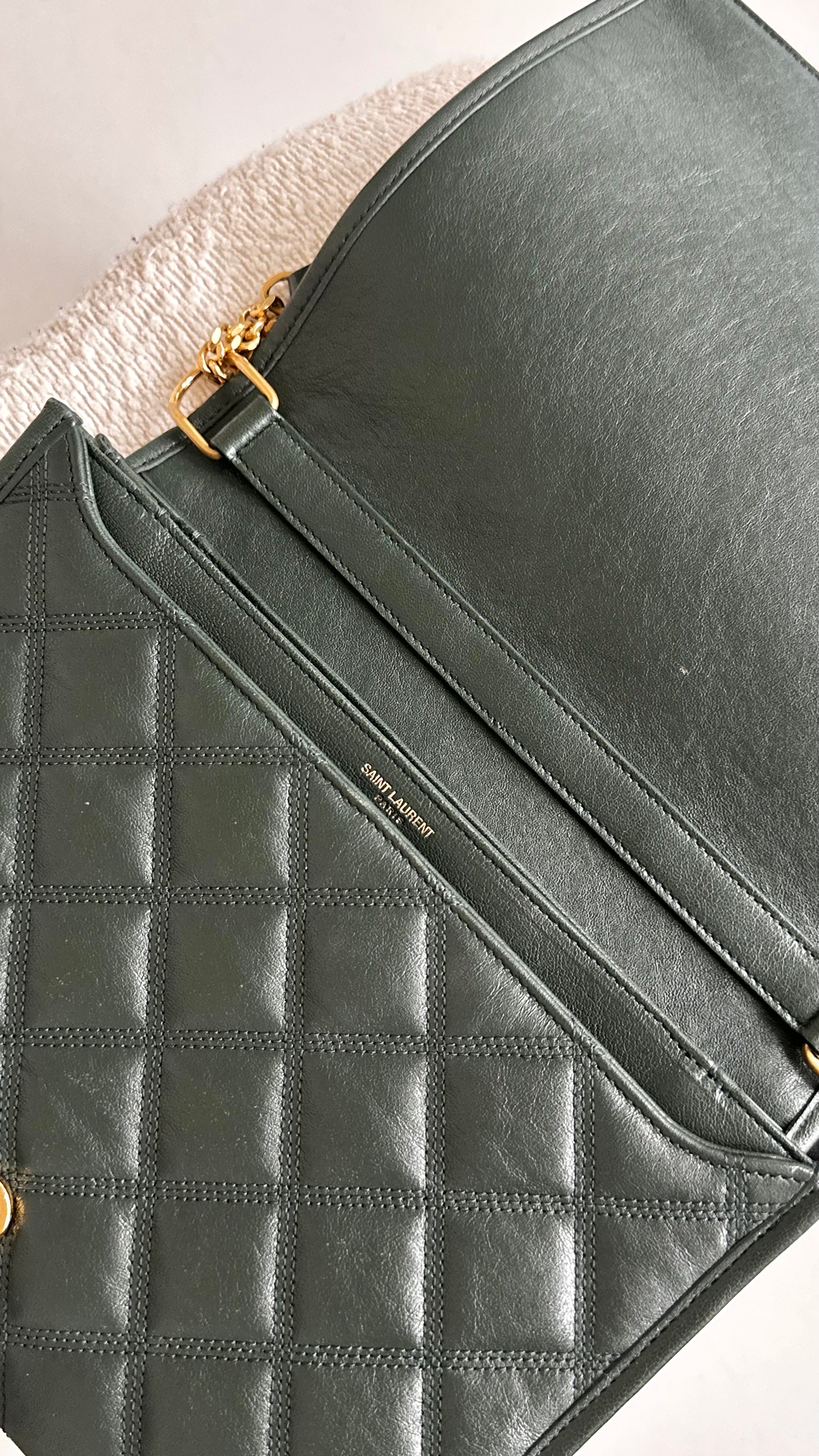 SAINT LAURENT BECKY SHOULDER BAG IN GREEN