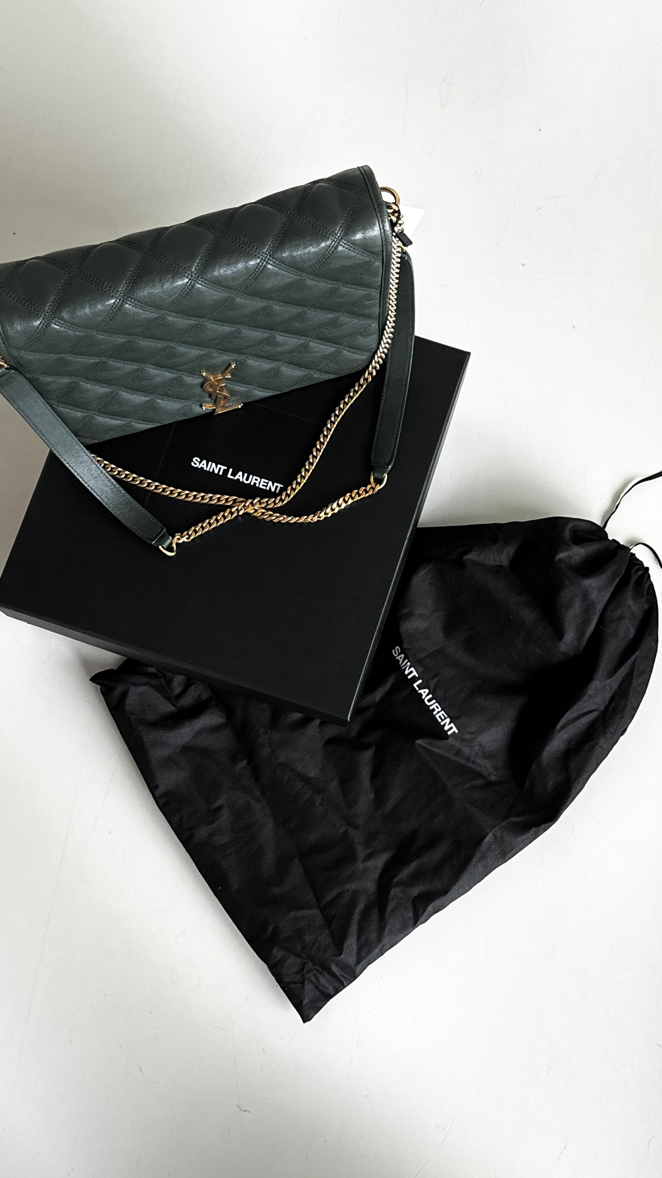 SAINT LAURENT BECKY SHOULDER BAG IN GREEN