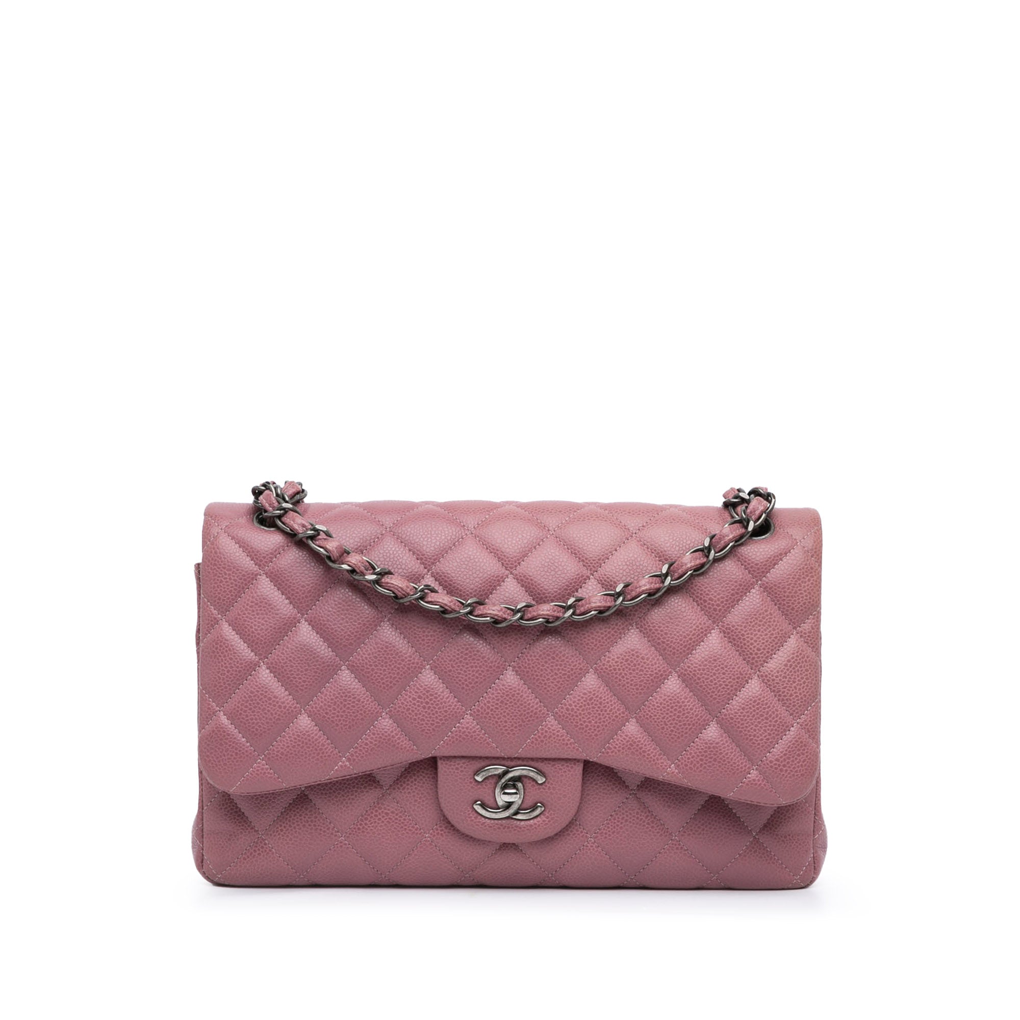 Chanel Jumbo Classic Caviar Double Flap In Pink