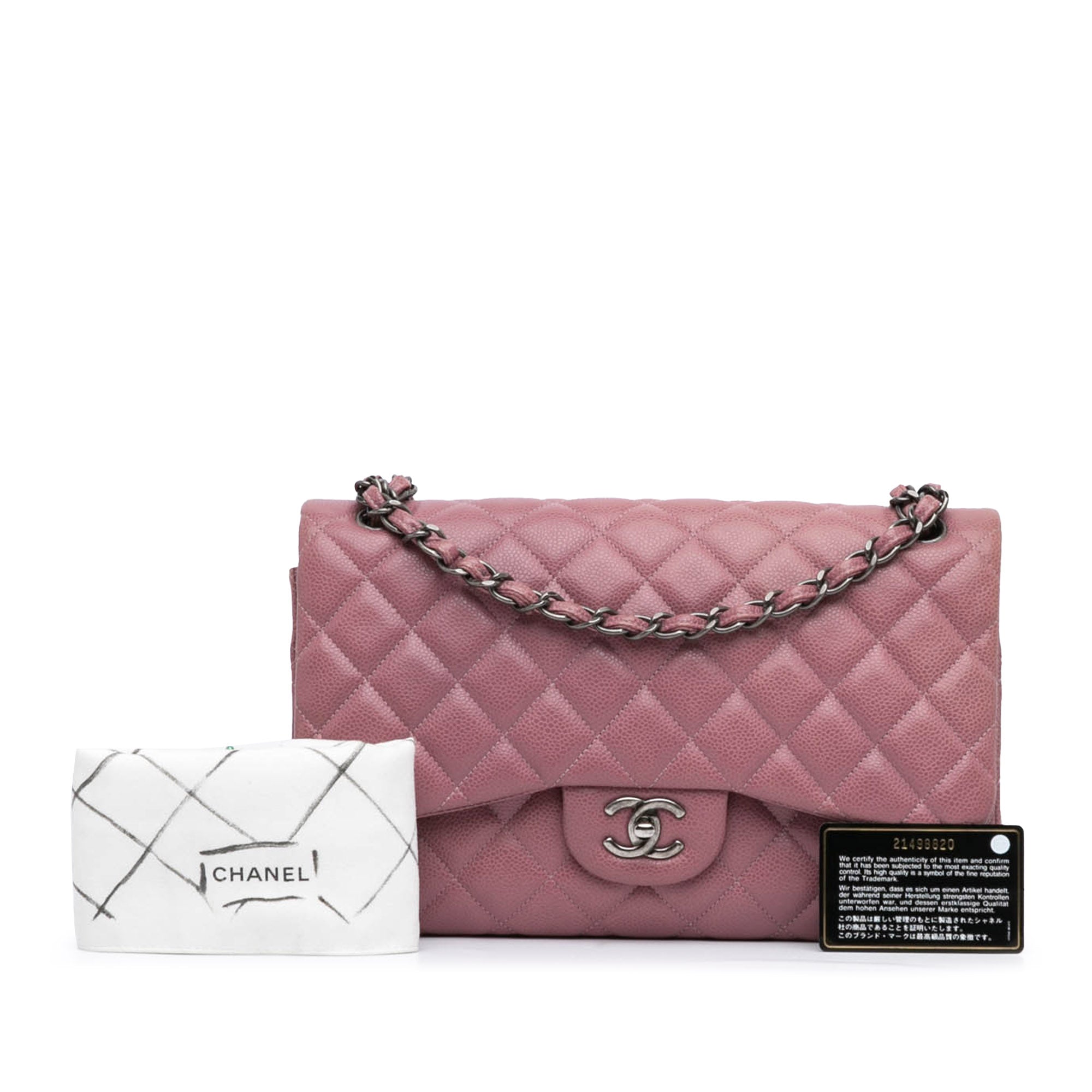 Chanel Jumbo Classic Caviar Double Flap In Pink