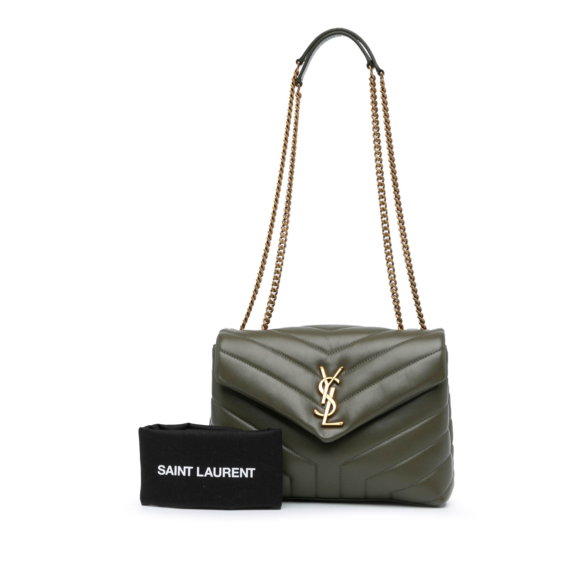 Saint Laurent Small Monogram Matelasse LouLou Shoulder Bag In Green