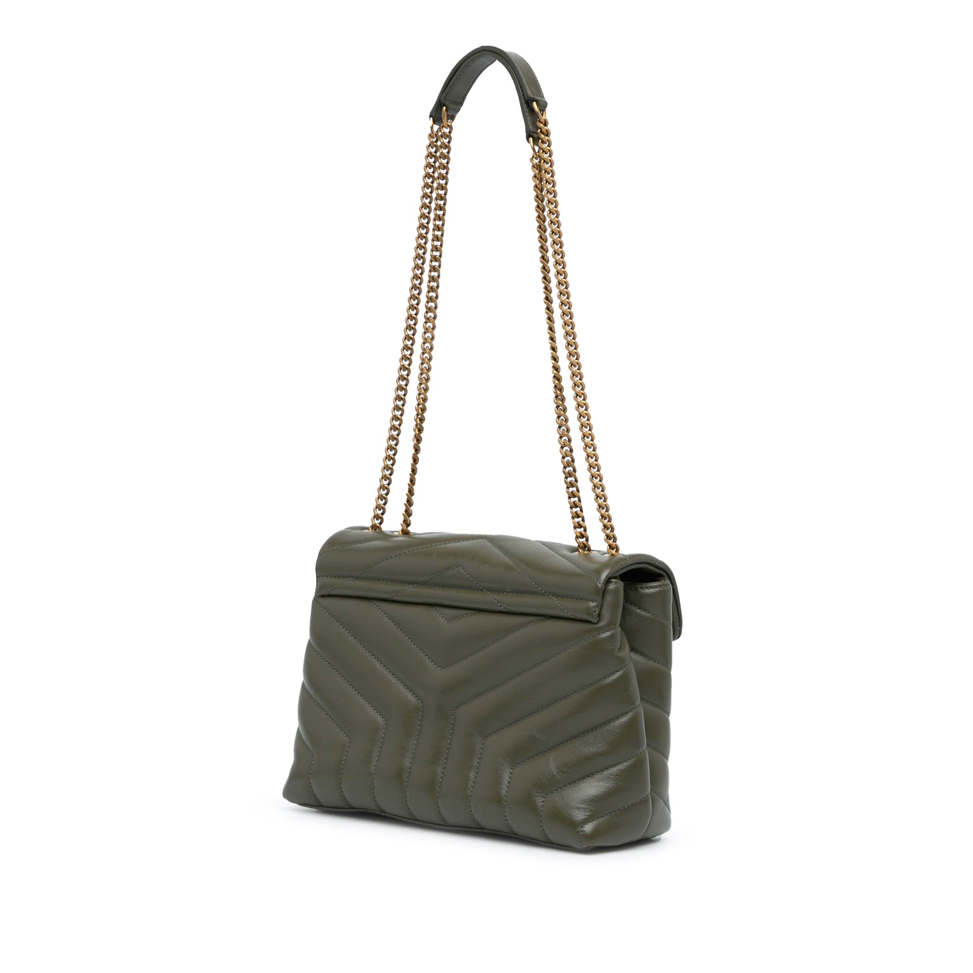 Saint Laurent Small Monogram Matelasse LouLou Shoulder Bag In Green