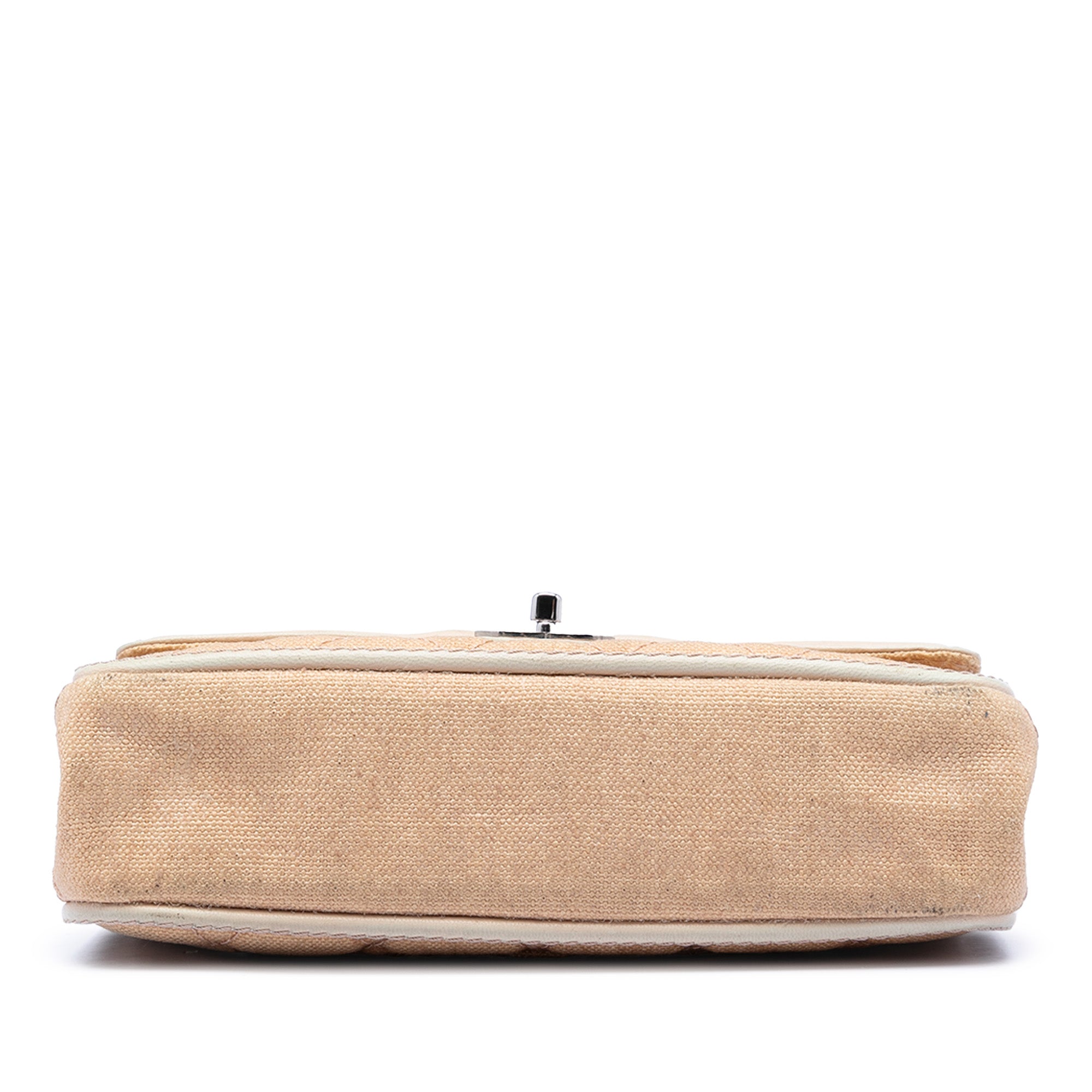 Chanel Medium Classic Canvas Lambskin Trimmed Double Flap Beige