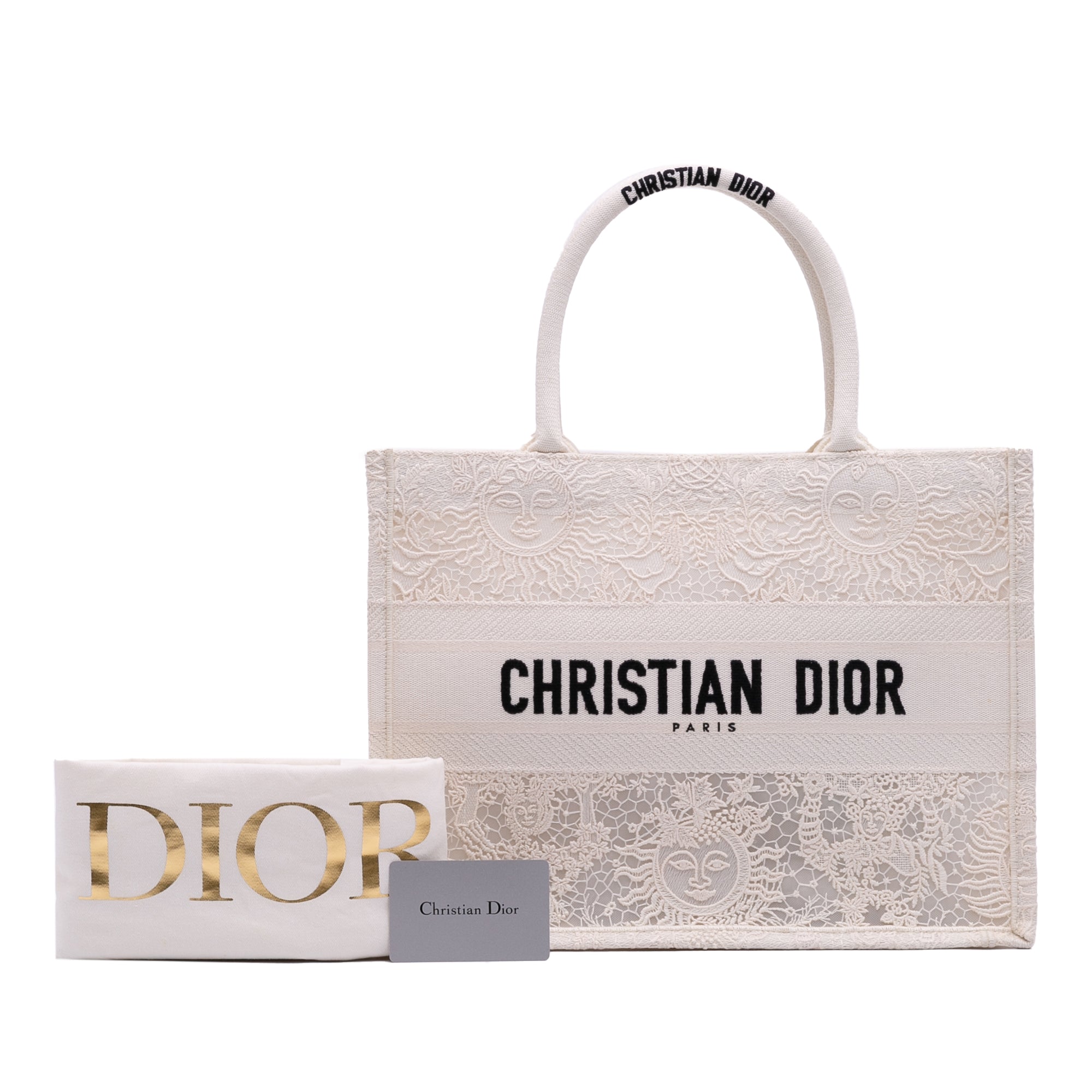 Christian Dior Medium Canvas D Lace Sun Embroidery Book Tote