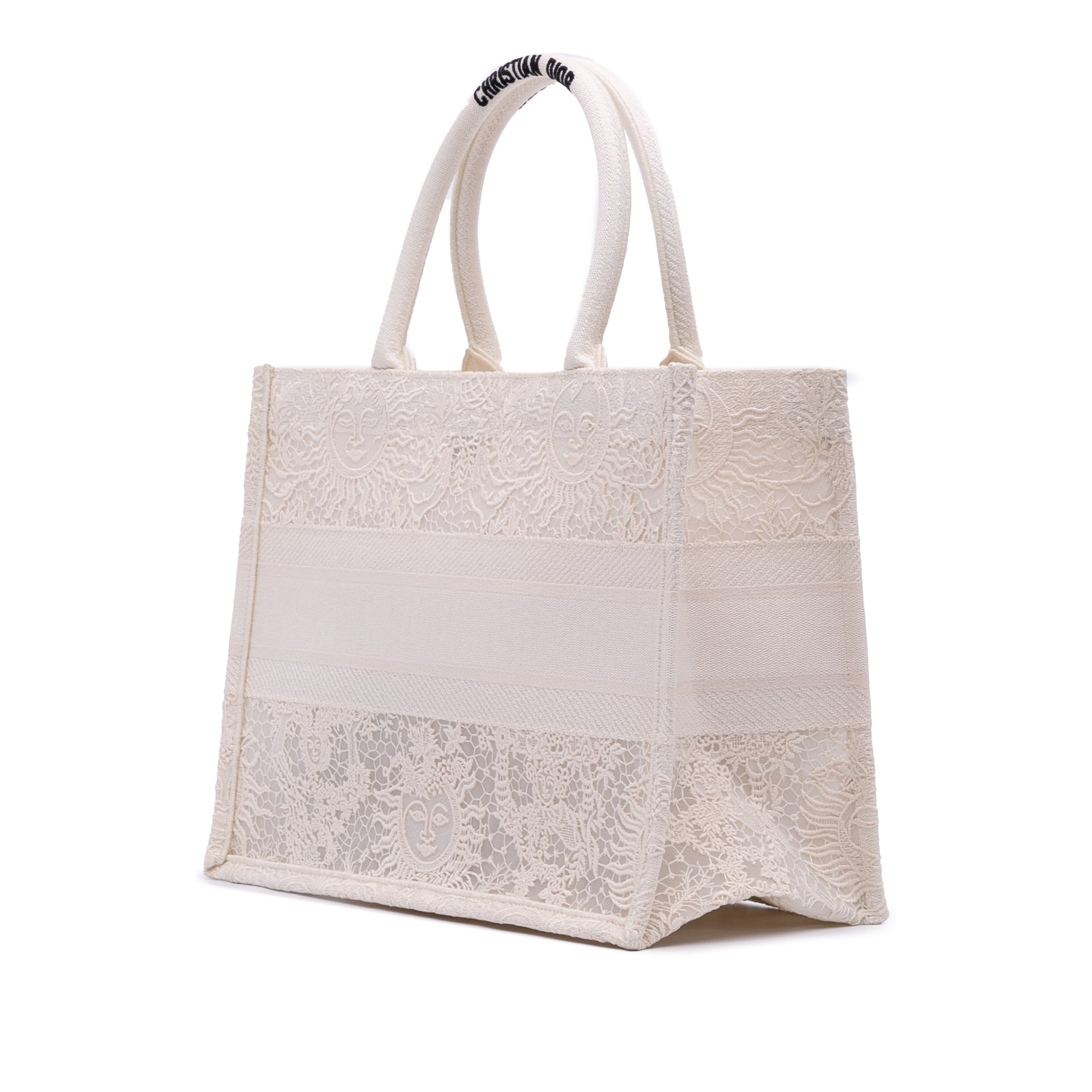 Christian Dior Medium Canvas D Lace Sun Embroidery Book Tote